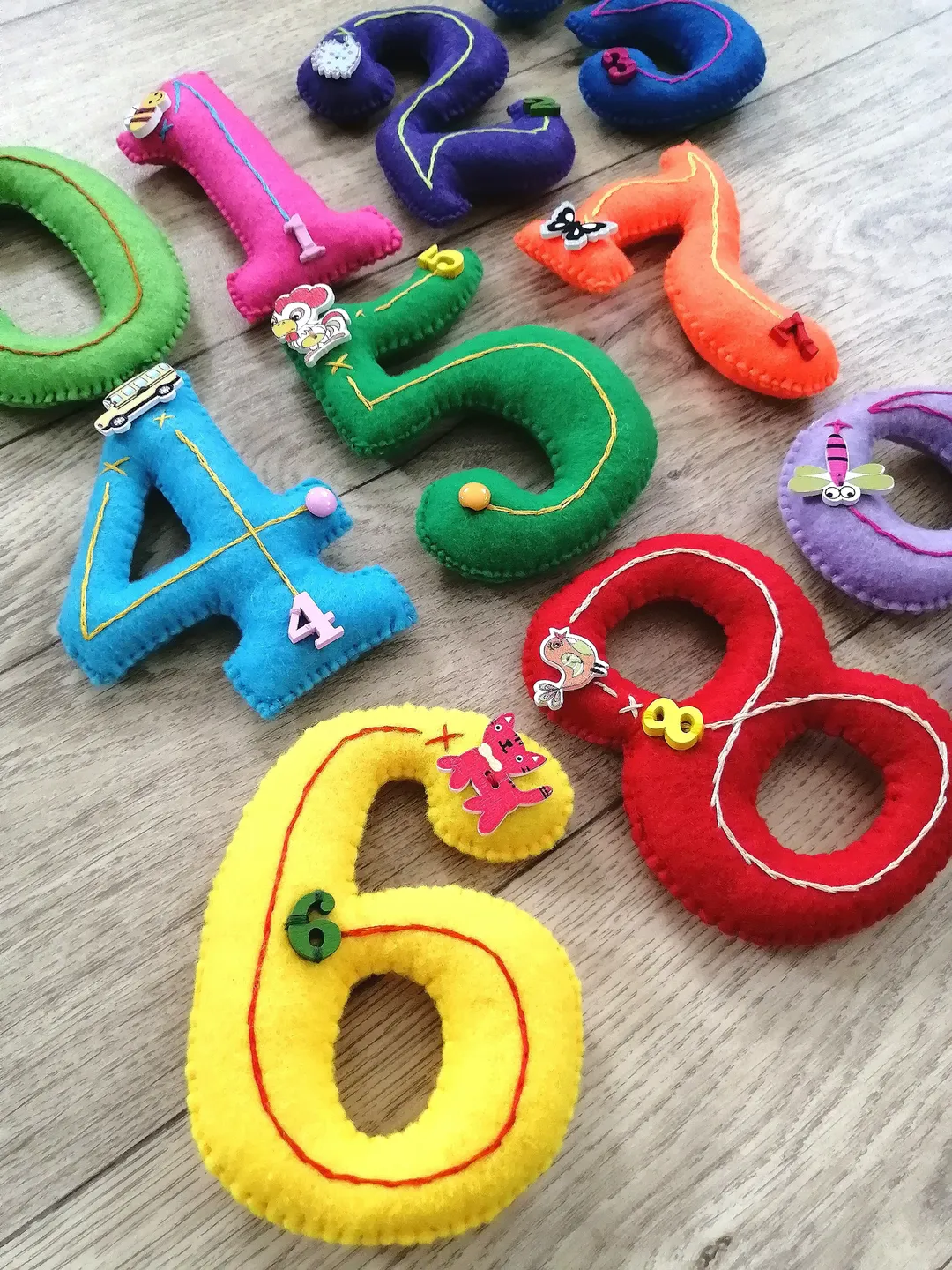 Numbers Using Felt Felt Numbers Set 0-9 Handmade Multicolor Small Felt numbers Colorful ...
