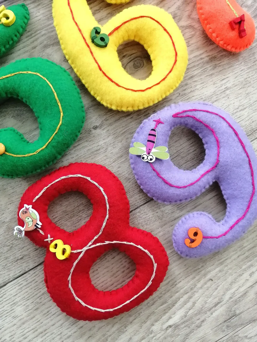 Felt Numbers Set 0-9 Handmade Multicolor Small Felt numbers Colorful ...