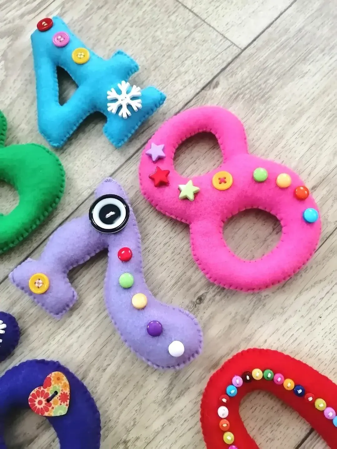 Felt Numbers Set 0-9 Handmade Multicolor Small Felt numbers Colorful ...