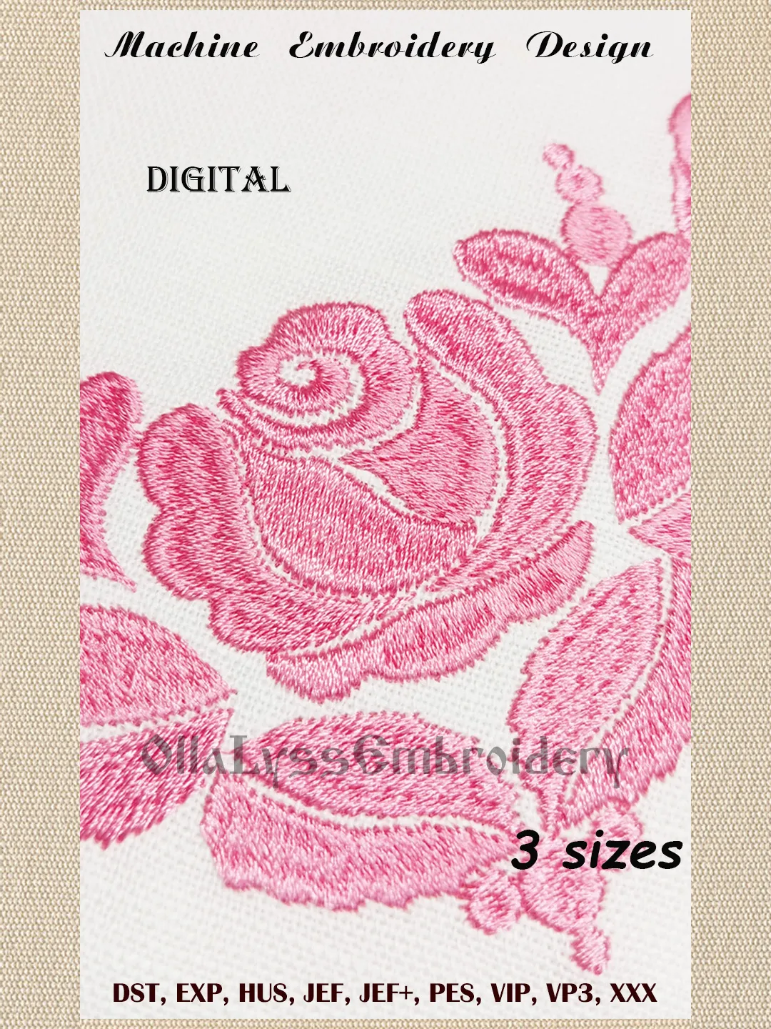 Rose corner embroidery design