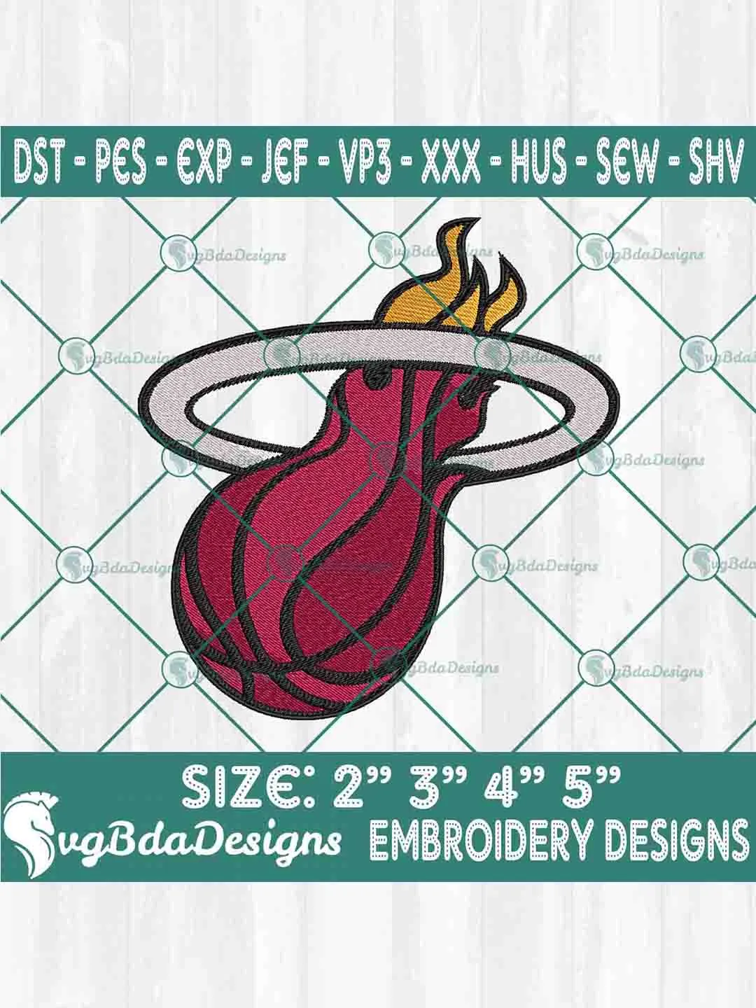 Miami Heat Machine Embroidery Design, NBA Embroidery Machine Designs