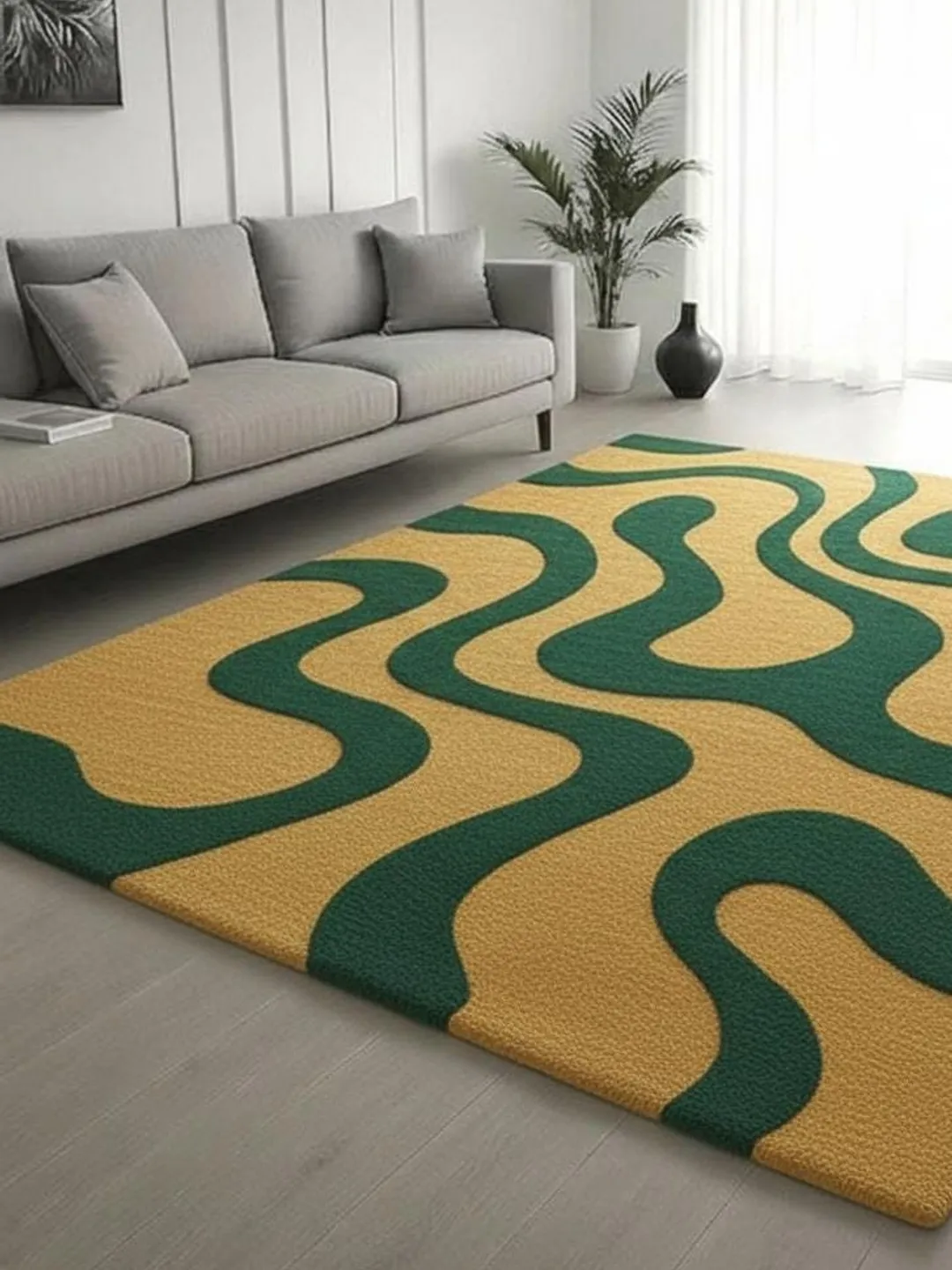 Hand Tufted Wool Area Rug | Modern Wavy Design Rug | Contemporary ...