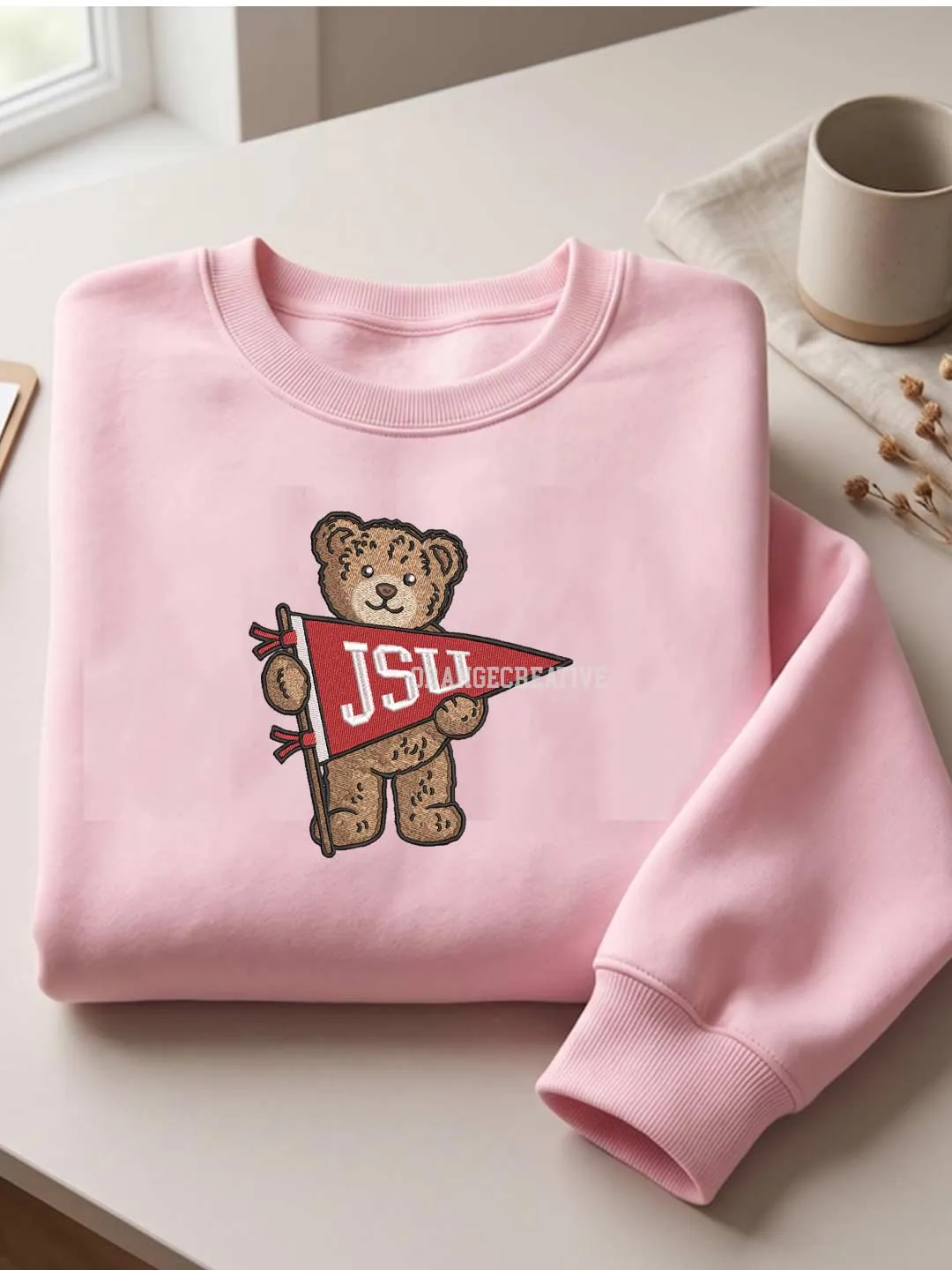 Jacksonville State Embroidered Sweatshirt, College Embroidered Crewneck, Gamecock Embroidered Shirt, Teddy Bear Sweatshirt, Gift for Collegue