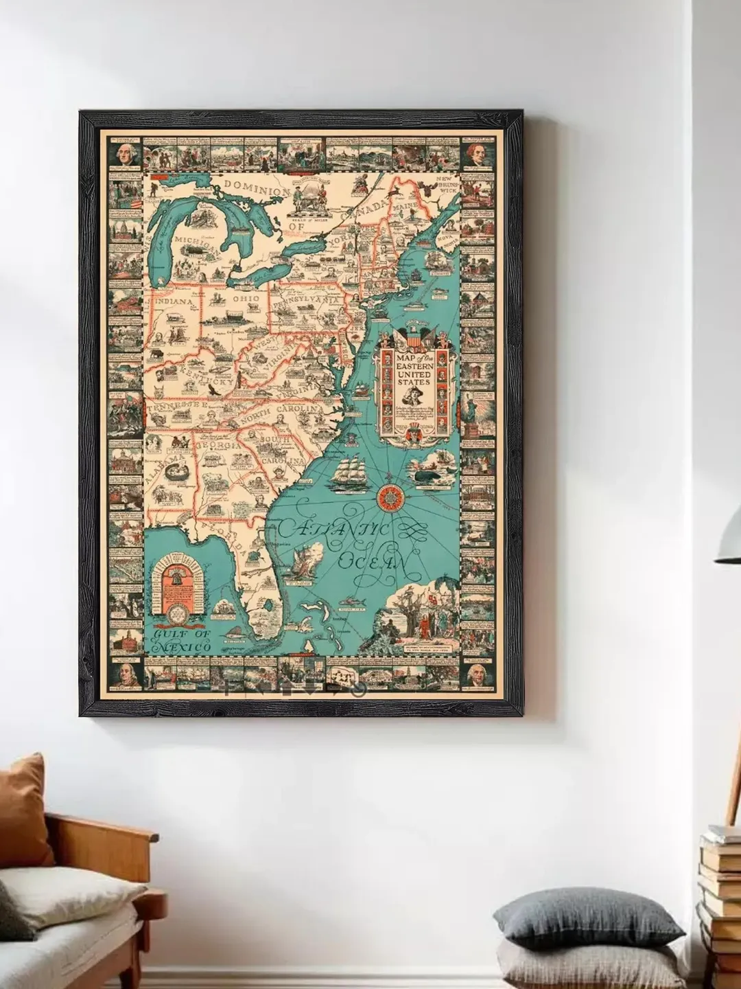 Vintage Eastern US Map 1929 | Antique Style Wall Art Print