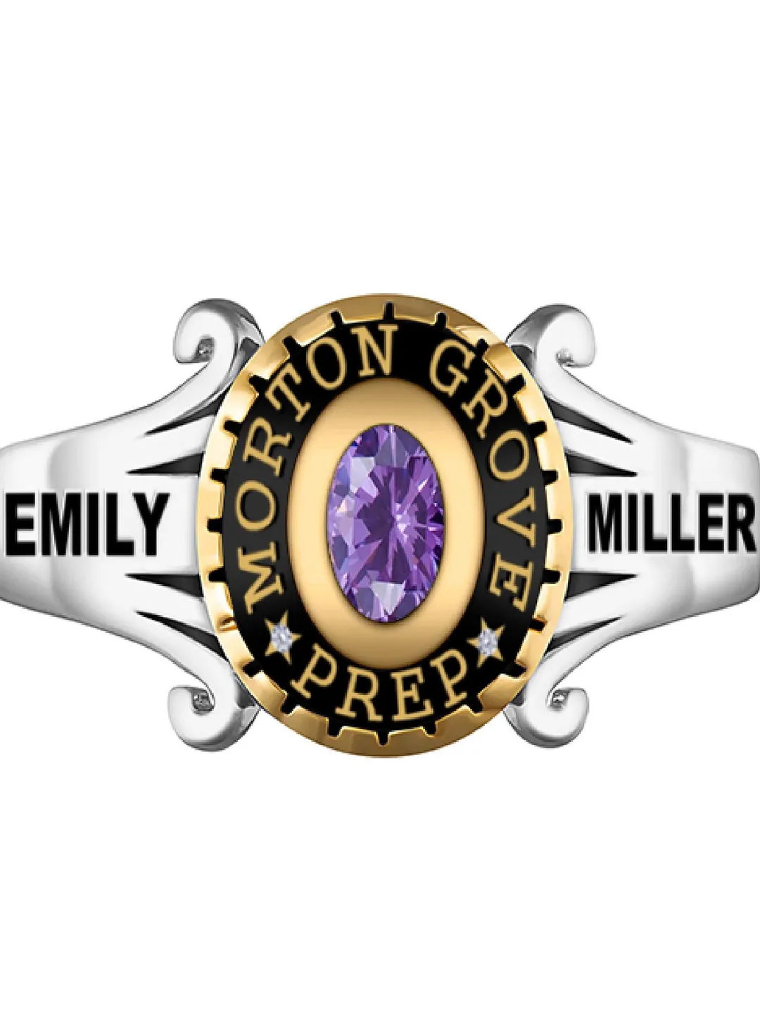 Two Tone Class Ring 2025 – 925 Sterling Silver High School College Ring ...