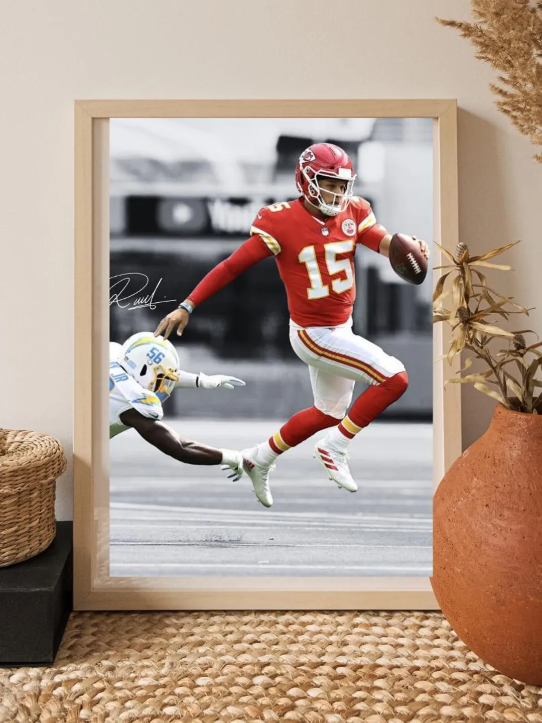Patrick Mahomes Football Wall Art Printable | NFL Superstar Quarterback Poster | Sports Decor