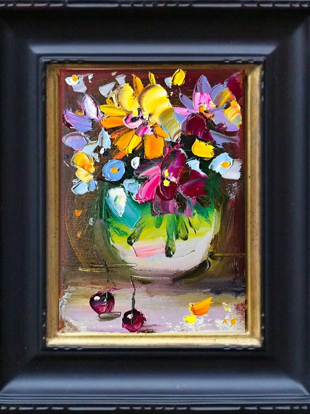 Sunflower Painting Original Art Impasto oil painting Floral Art Small Art