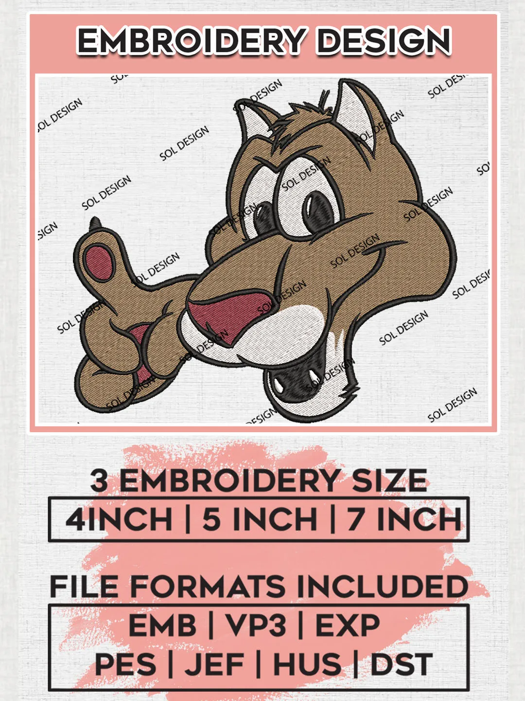 NCAA Charleston Cougars Team Funny Head Mascot  Logo Embroidery Design Files, NCAA Charleston Cougars Machine Embroidery, NCAA Teams, Game Day, 3 sizes, NCAA Machine embroidery designs, Digital Download