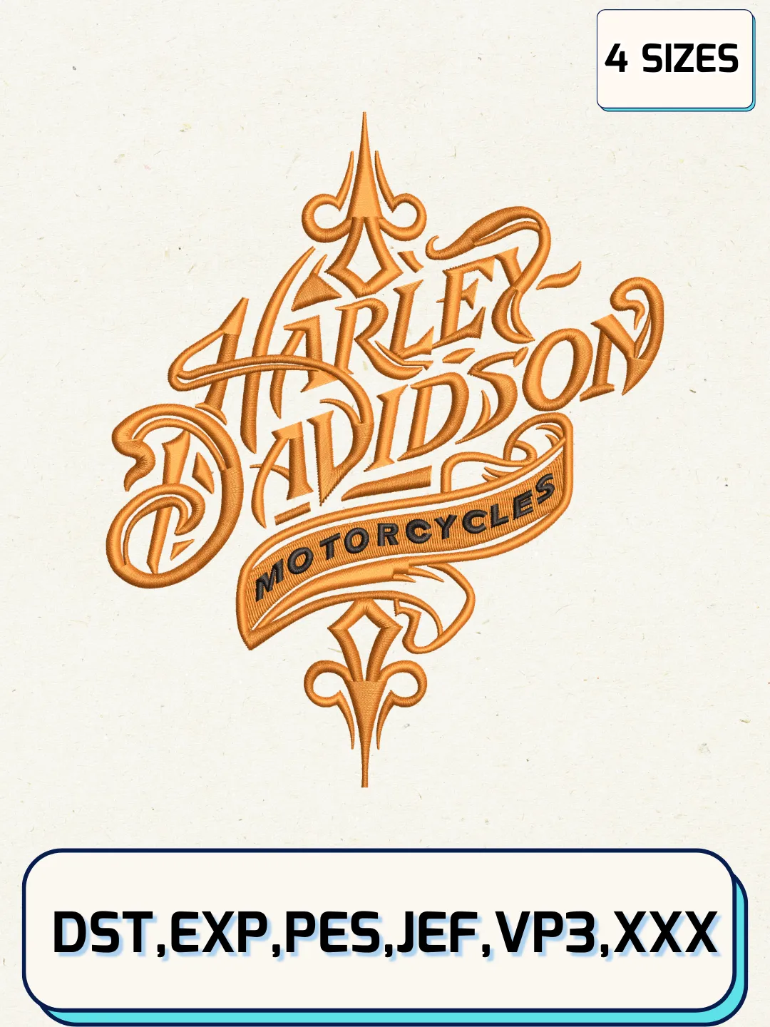 Harley Davidson Motorcycles Embroidery Design,Transport Embroidery File, Machine Embroidery Files, 4 Sizes, Digital Download
