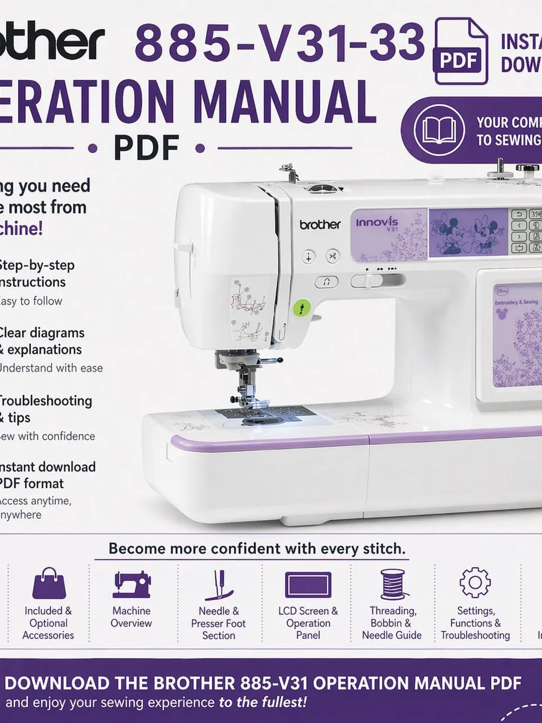 Brother 885-V31/V33 Operation Manual (PDF Download) – Sewing