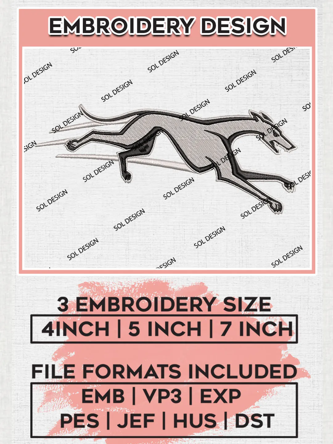 NCAA Loyola Maryland Greyhounds College Team Mascot Logo Embroidery Design Files, NCAA Loyola Maryland Greyhounds Machine Embroidery, NCAA Teams, 3 sizes, NCAA Machine embroidery designs, Digital Download