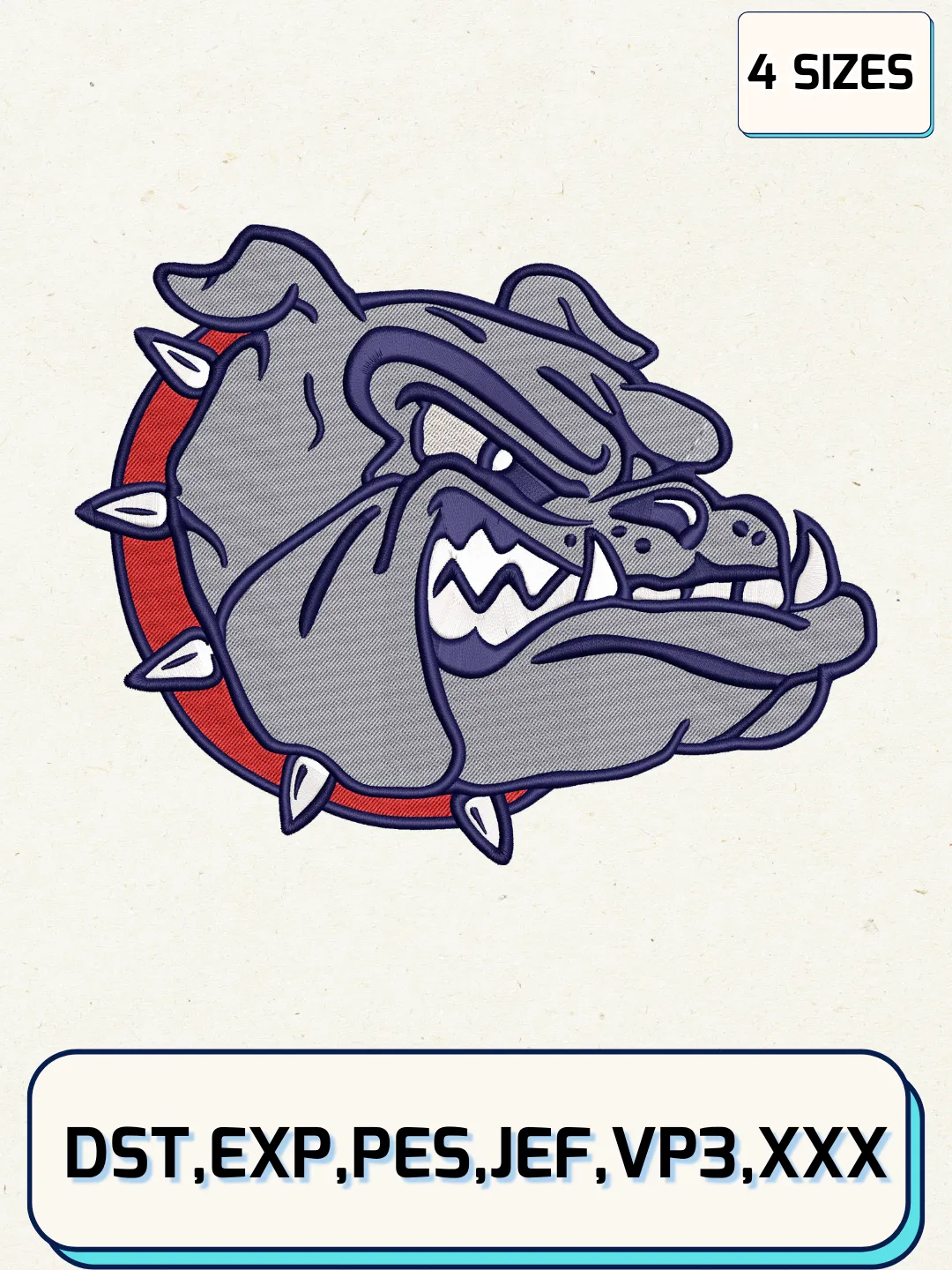 Gonzaga Bulldogs Alternate Logos Embroidery Design Files, NCAA Logos Embroidery Designs, Machine Embroidery Files, 4 Sizes