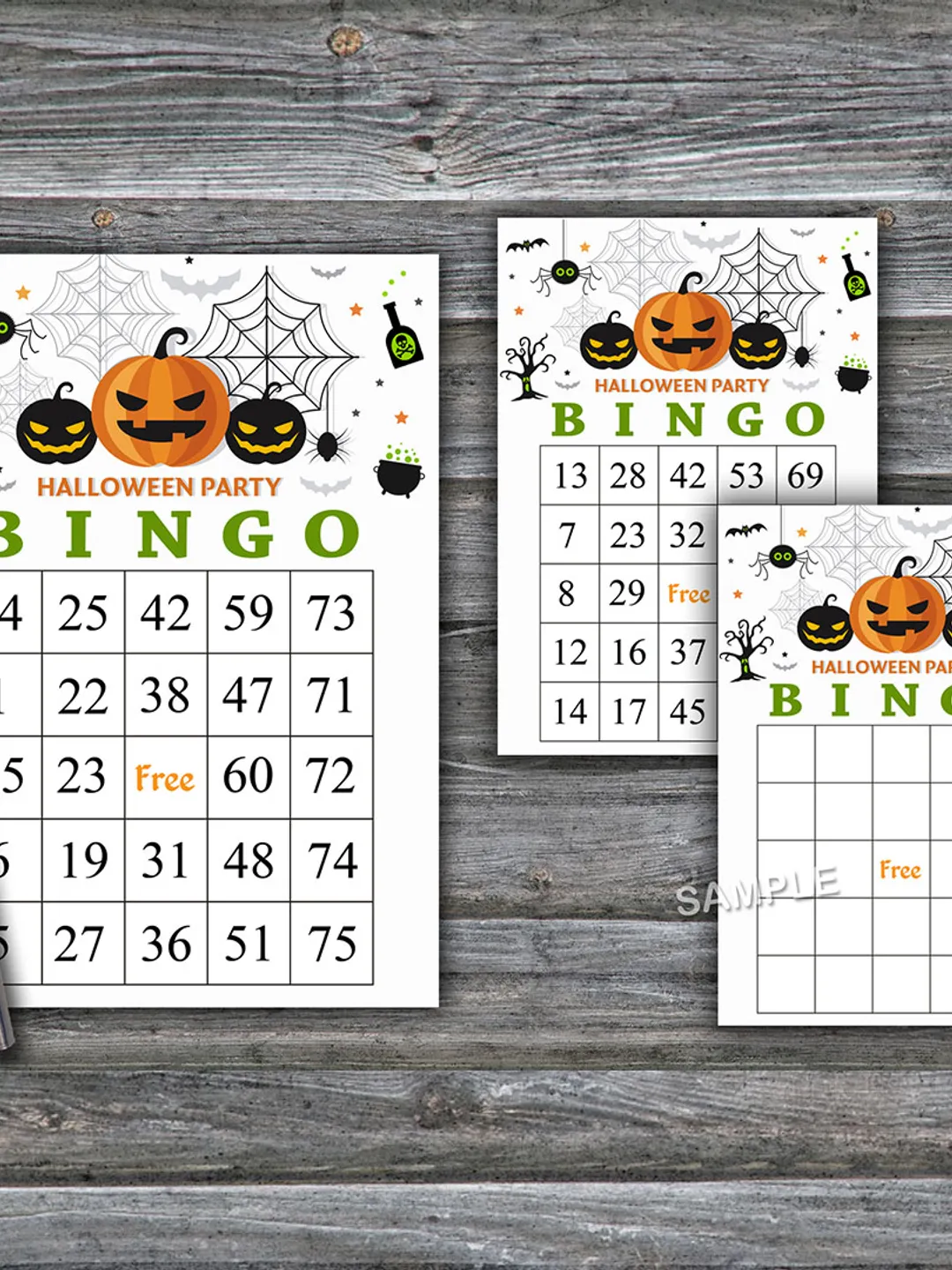 Halloween bingo game,Halloween bingo cards,Halloween Party,60 Printable card,INSTANT DOWNLOAD--06