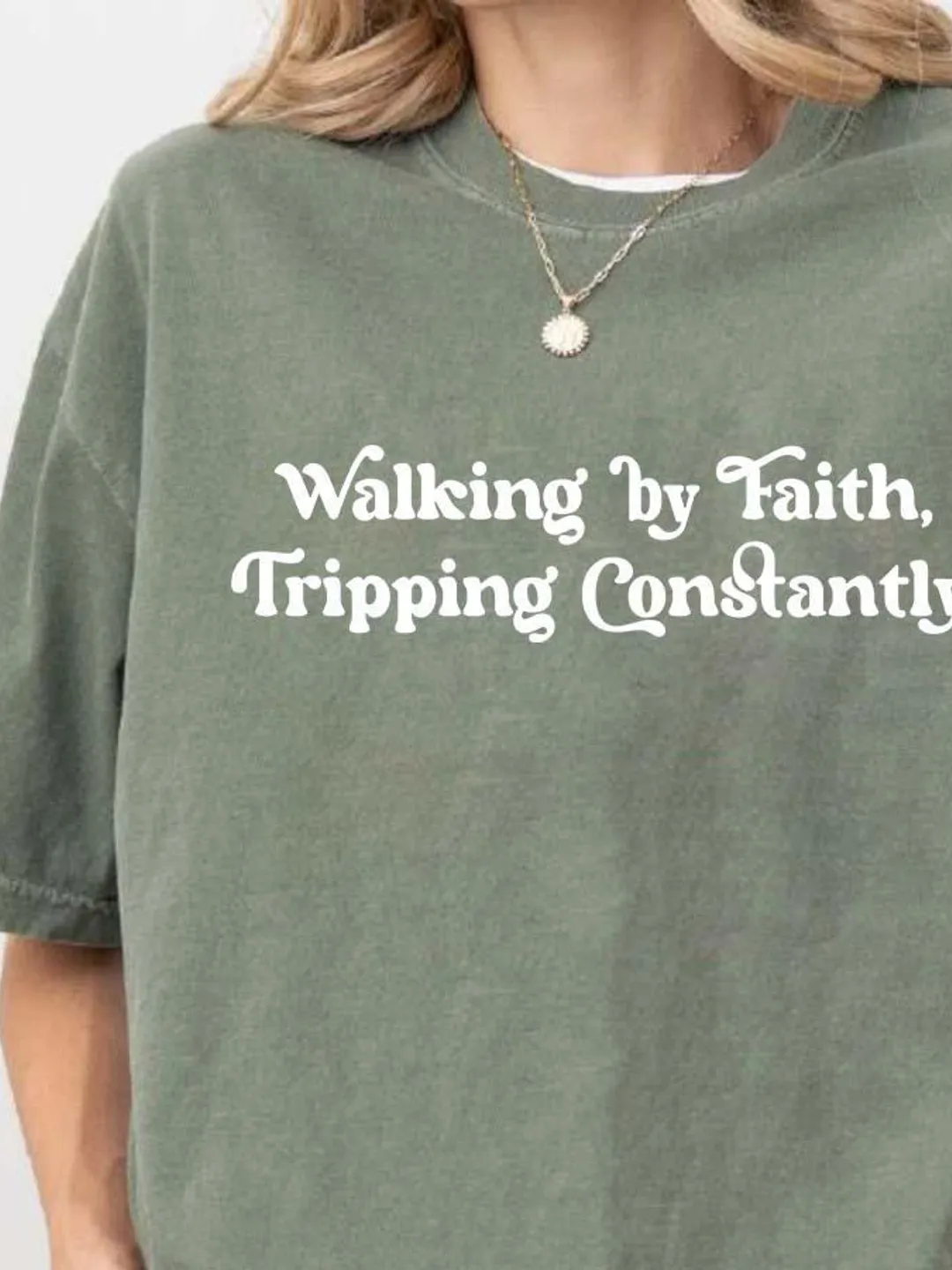 Comfort Colors Christian T-Shirt: Walking By Faith Bible Verse Tee