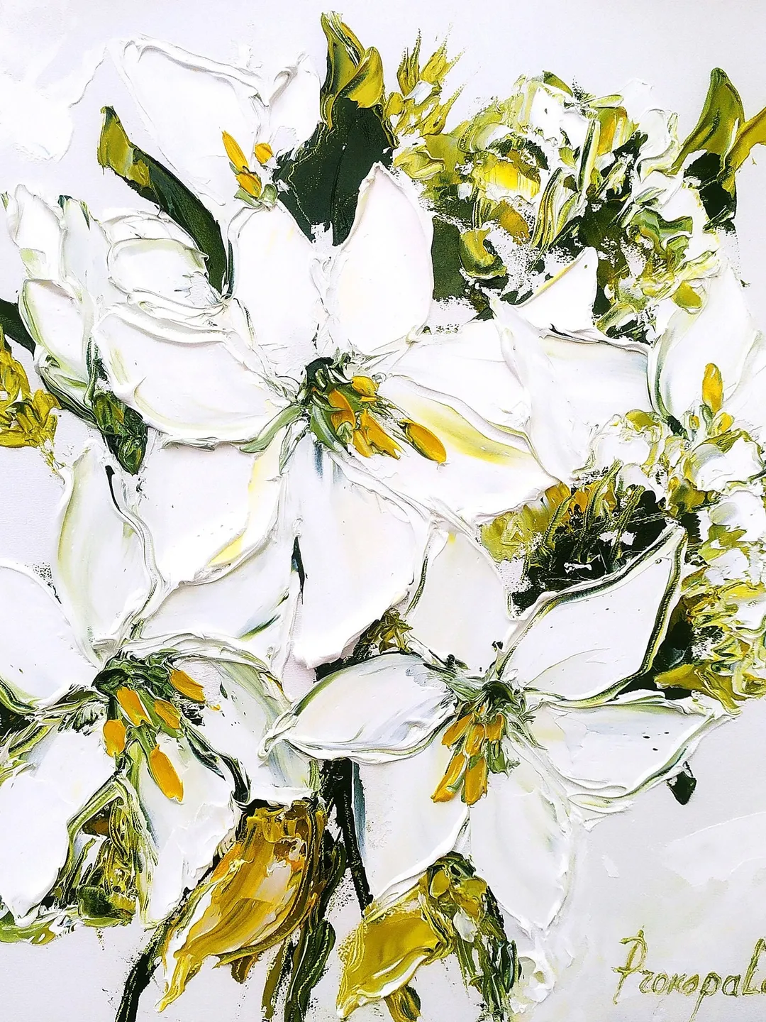 Lily Painting Flower Original Art Original Oil Painting Painting Painting Abstract  Floral Painting  Gift 10 by 10 in by ArtProkopaloSv