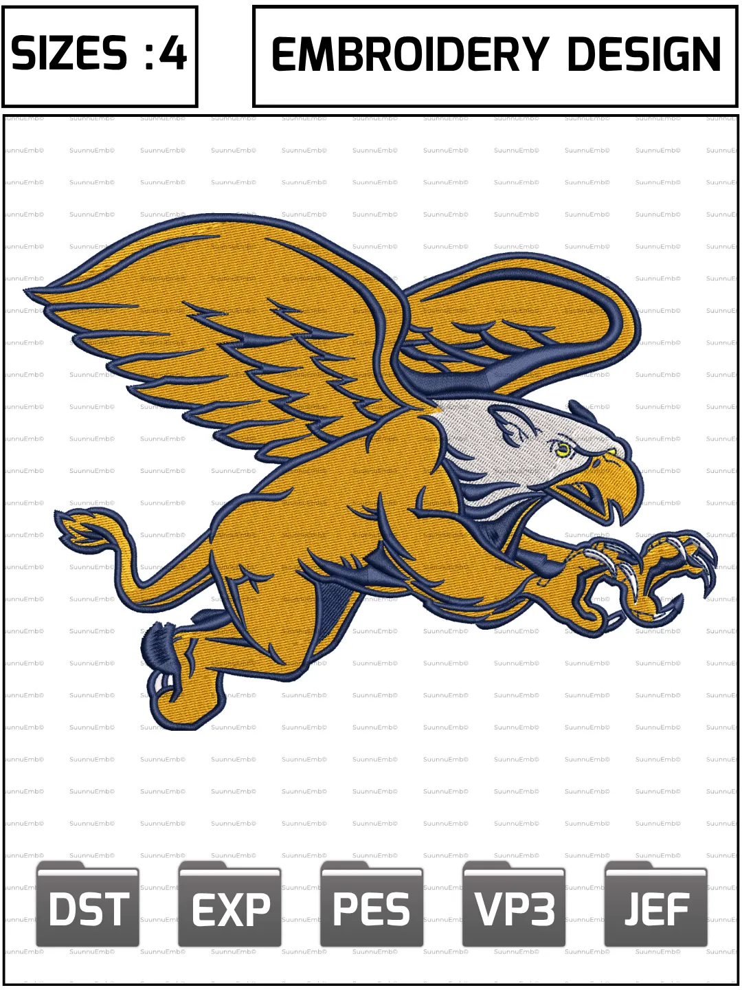 Canisius Golden Griffins Alternate Logo Embroidery Design,NCAA Logos Embroidery Design,NCAA Teams, Machine Embroidery Design File,4 Sizes, Digital Download