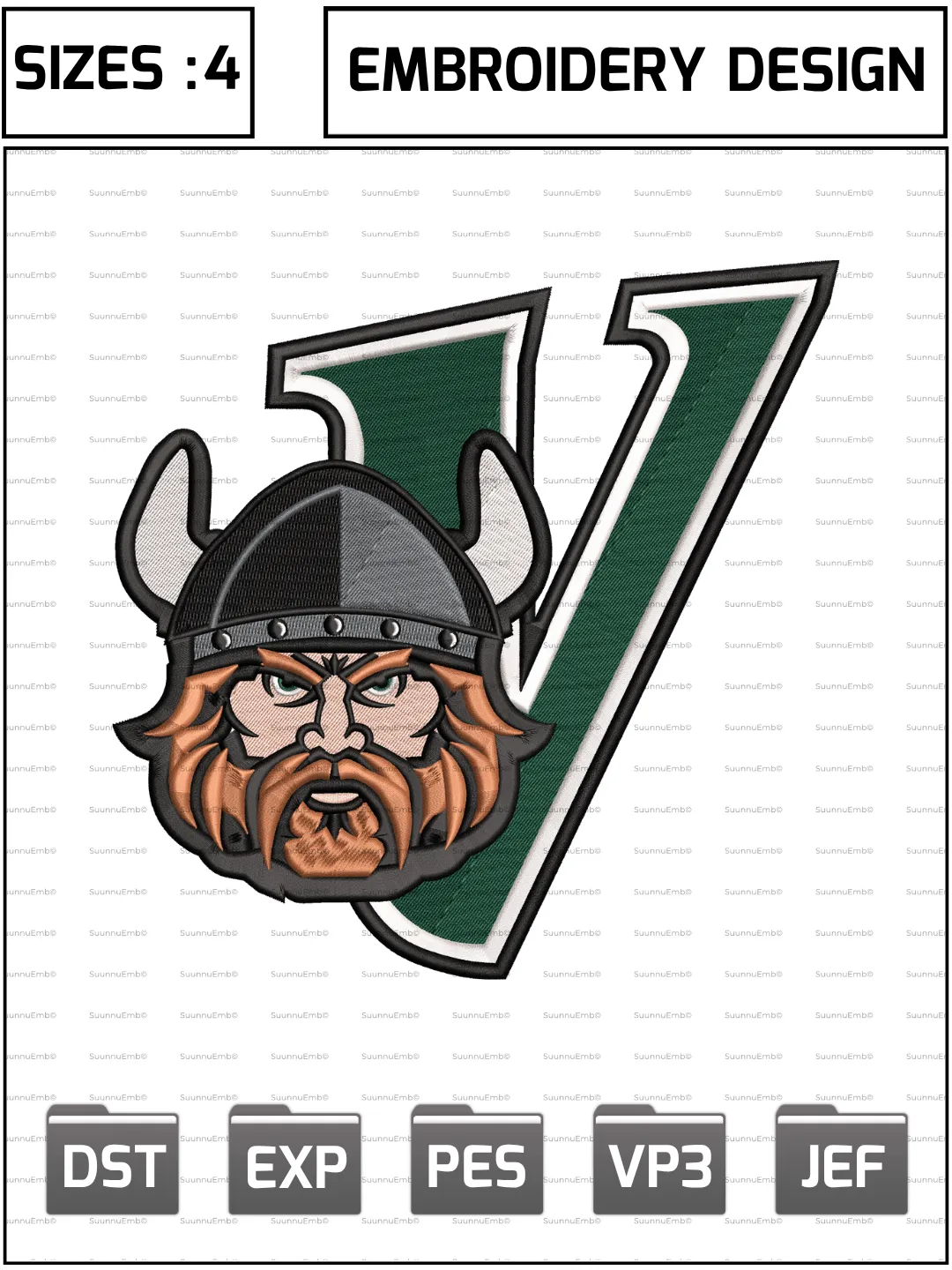 Cleveland State Vikings Secondary Logo Embroidery Design,NCAA Logos Embroidery Design,NCAA Teams, Machine Embroidery Design File,4 Sizes, Digital Download
