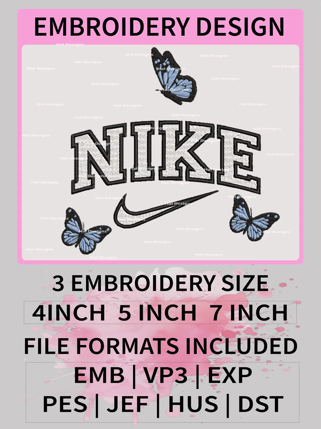 Nike With Buffterfly Embroidery Designs, Butterfly Machine Embroidery Design, Nike Embroidery Design, Embroidery Machin