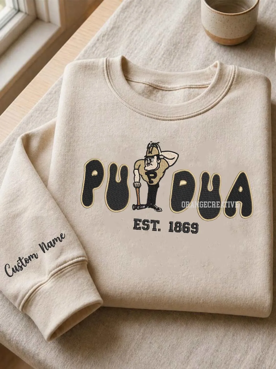 Purdue Boilermaker Est Embroidered Sweatshirt, Sport Embroidered Crewneck, Football Embroidered Shirt, College Sweatshirt, Crewneck Gift