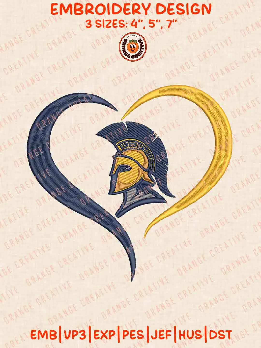 UNC Greensboro Spartan Heart Embroidery Design Files, Football Logos Embroidery Designs, Sport Machine Embroidery Files, 3 Sizes, Custom Sizes, Instant Download