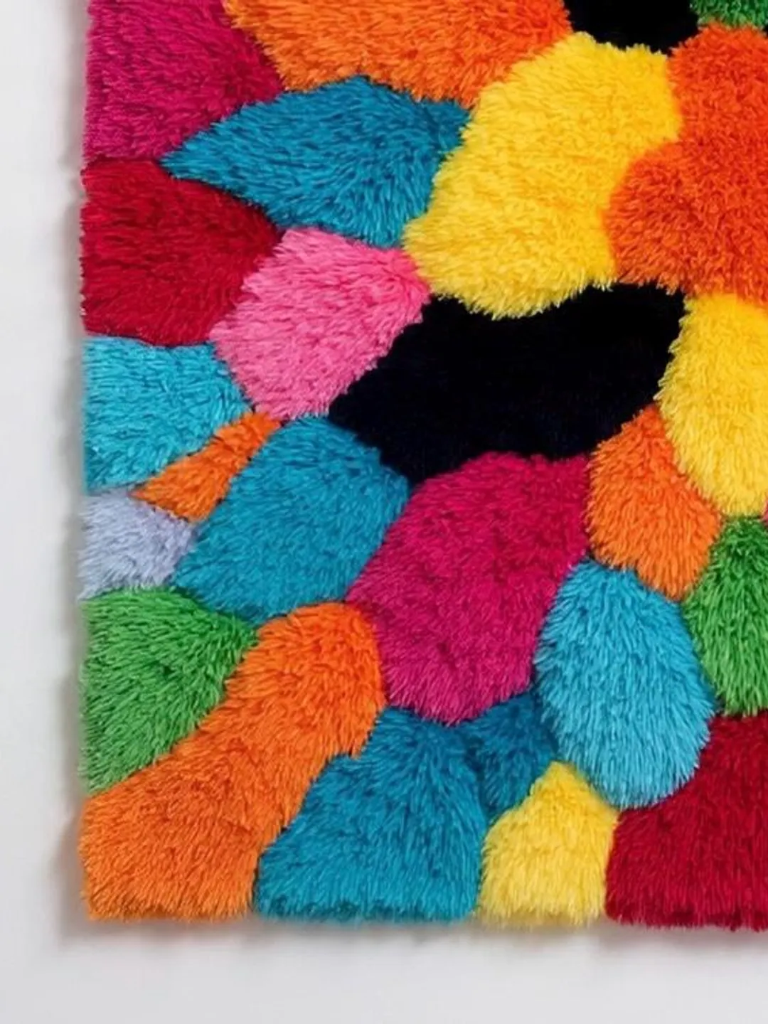 Handmade Tufted Colorful Abstract Fiber Art Tapestry Wool Area Rug