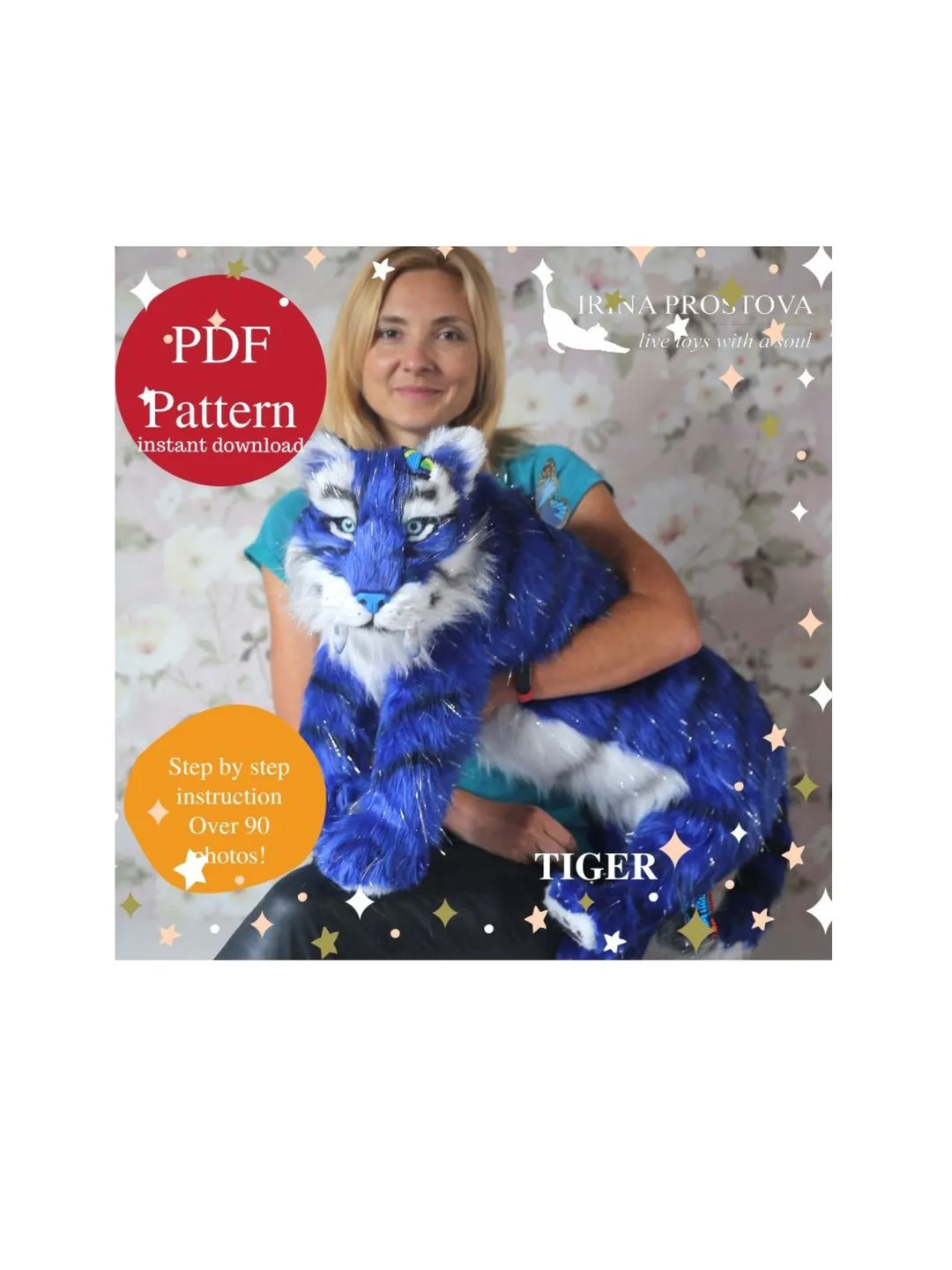 Tiger sewing pattern plush toy | instruction how to sew | Stuffed Animal Sewing Tutorial