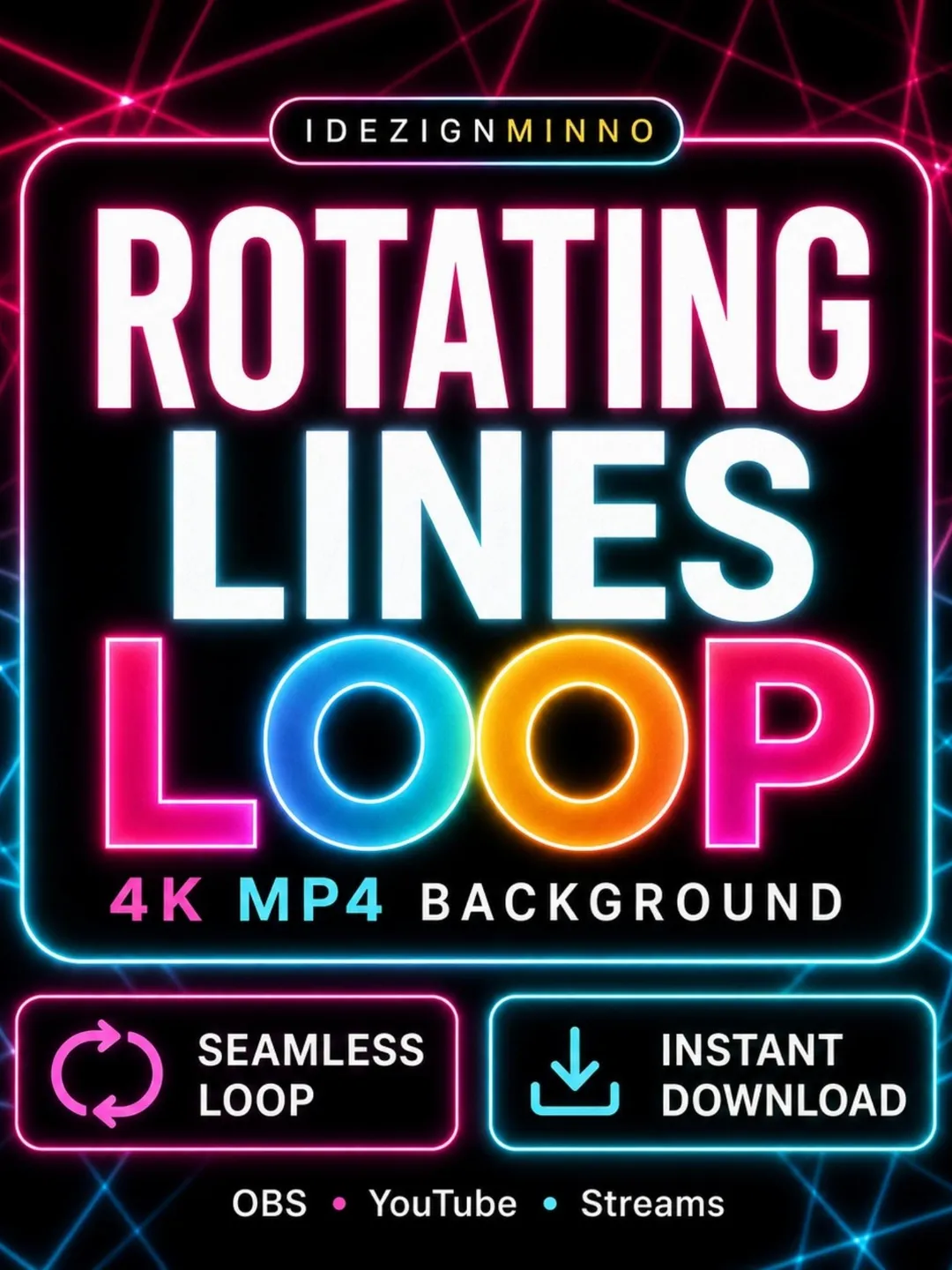 Rotating Lines 4K Animated Background Loop MP4 | OBS Twitch Stream ...