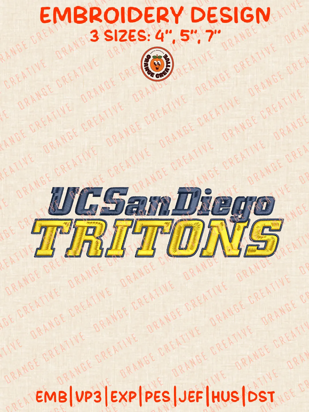 UC San Diego Tritons Writing Logo Embroidery Files, NCAA Tritons Team Embroidery Designs, Football Team Machine Embroidery Files, NCAA Machine Embroidery, Digital Download