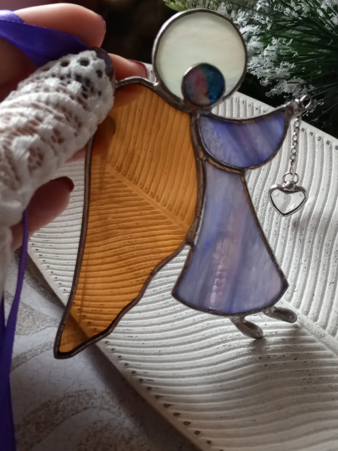 Christmas decorations Angel suncatcher, Christmas tree toy, Hygge stainglass Handmade angels
