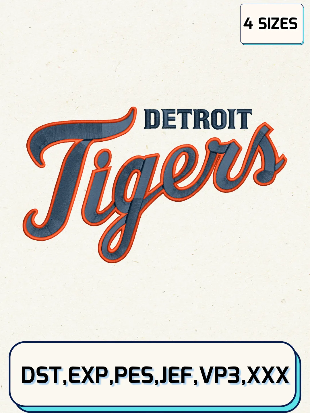 Detroit Tigers Jersey Logos Embroidery Design Files, MLB Logos Embroidery Designs, Machine Embroidery Files, 4 Sizes