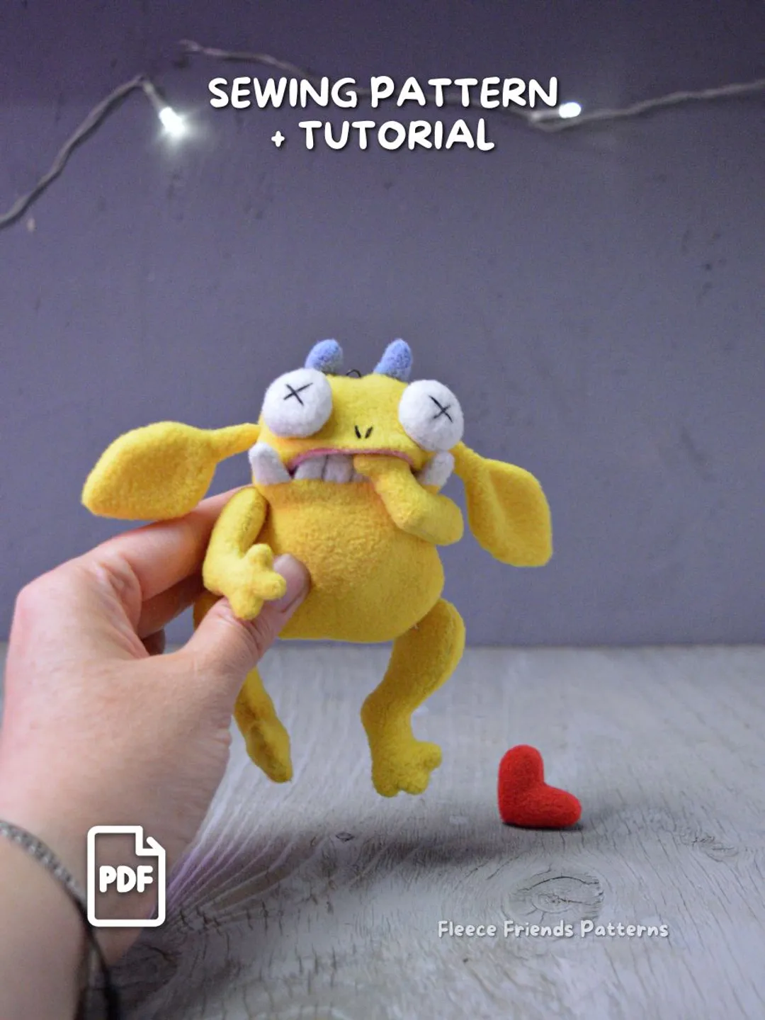 Leaf Ears Monster Sewing Pattern Plush with Secret Mouth Pocket PDF Tutorial
