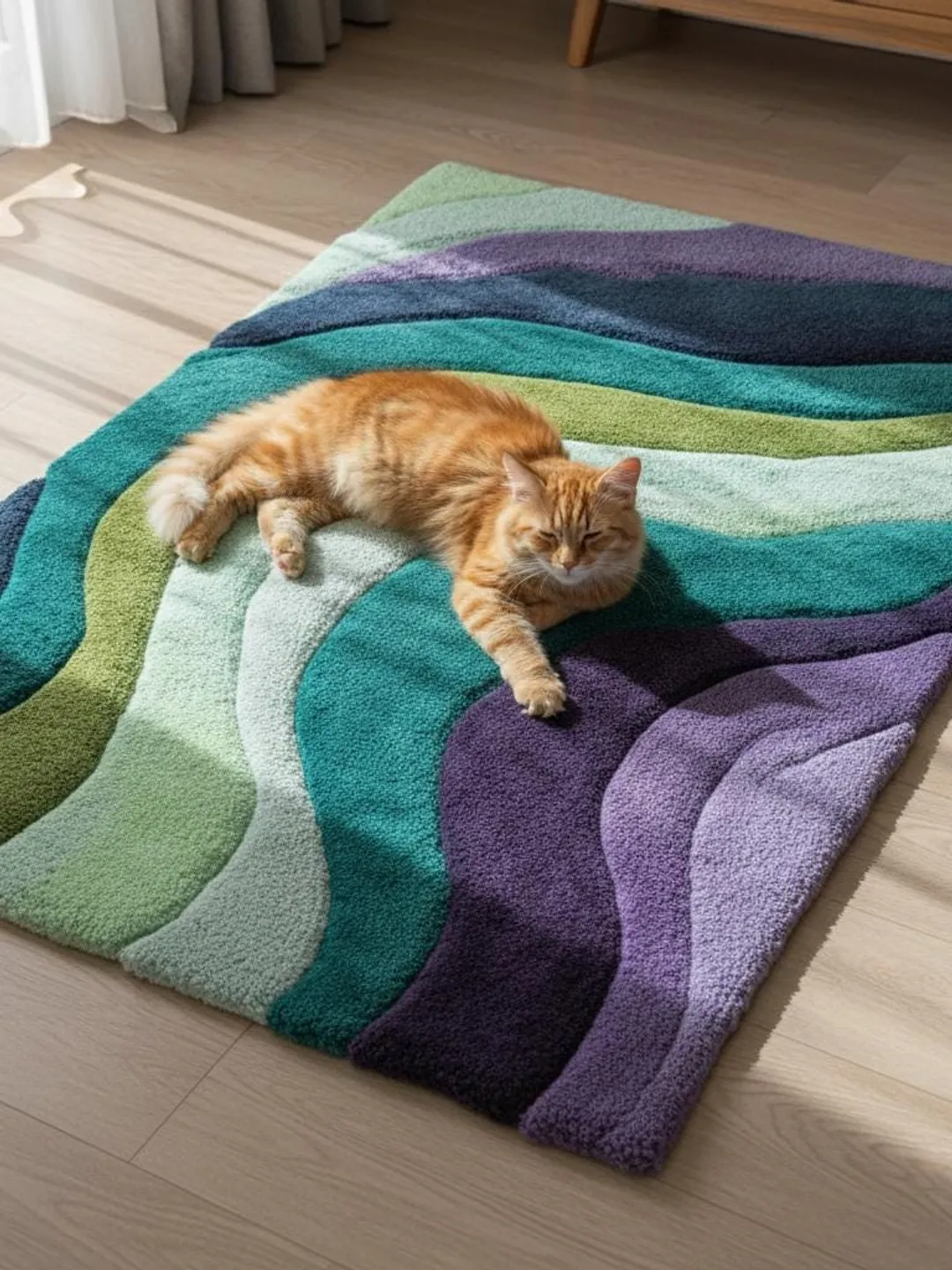 Hand-Tufted Wool Wave Rug | Mid-Century Modern, Boho-Luxury Decor