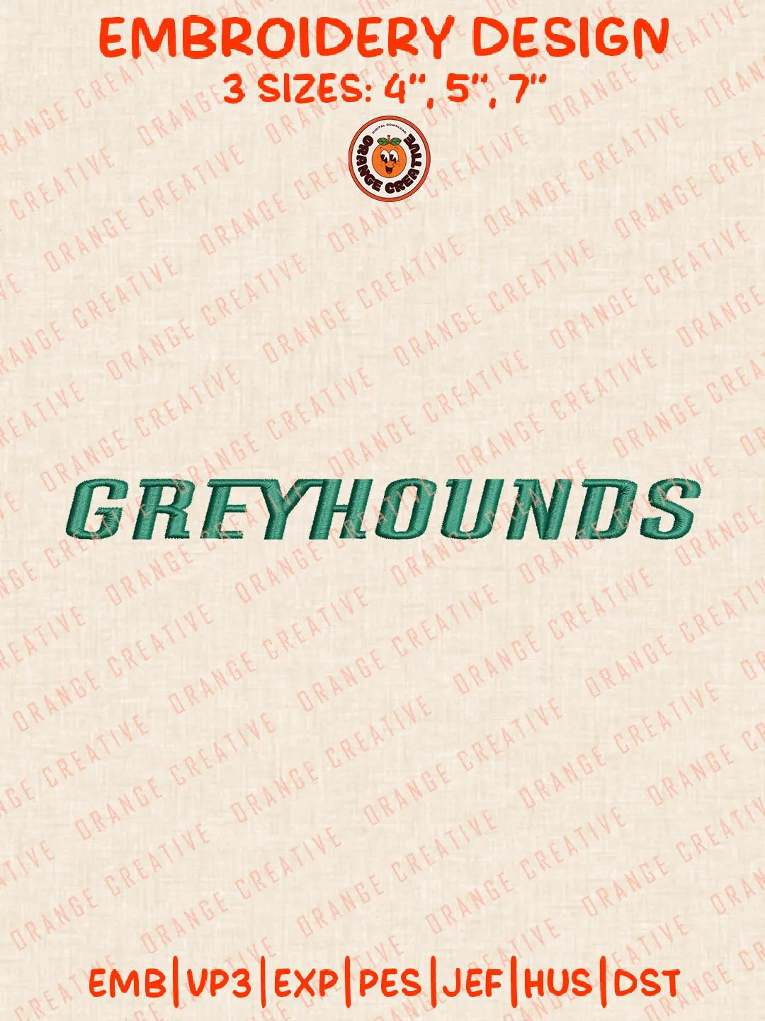 NCAA Greyhounds Text Embroidery Design, NCAA Loyola Maryland Greyhounds Team Logo Embroidery Design, Machine Embroidery Design File, 4 Sizes, Custom Size, Digital Download
