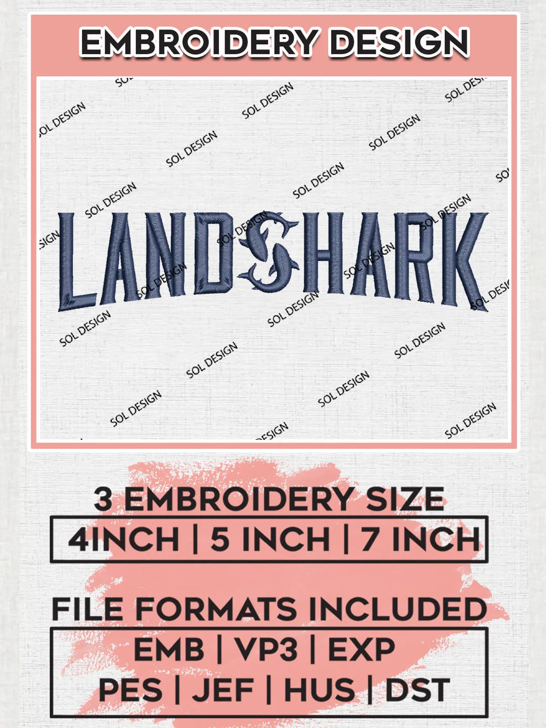 NCAA Landshark Team Word Logo Embroidery Design Files, NCAA Ole Miss Rebels Machine Embroidery, NCAA Teams, 3 sizes, NCAA Machine embroidery designs, Digital Download