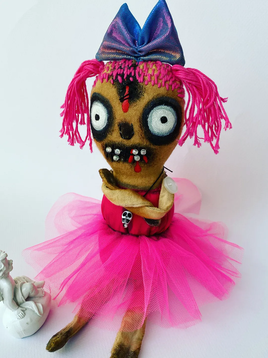 Pink Gothic doll . Halloween doll . Cute Creepy doll .