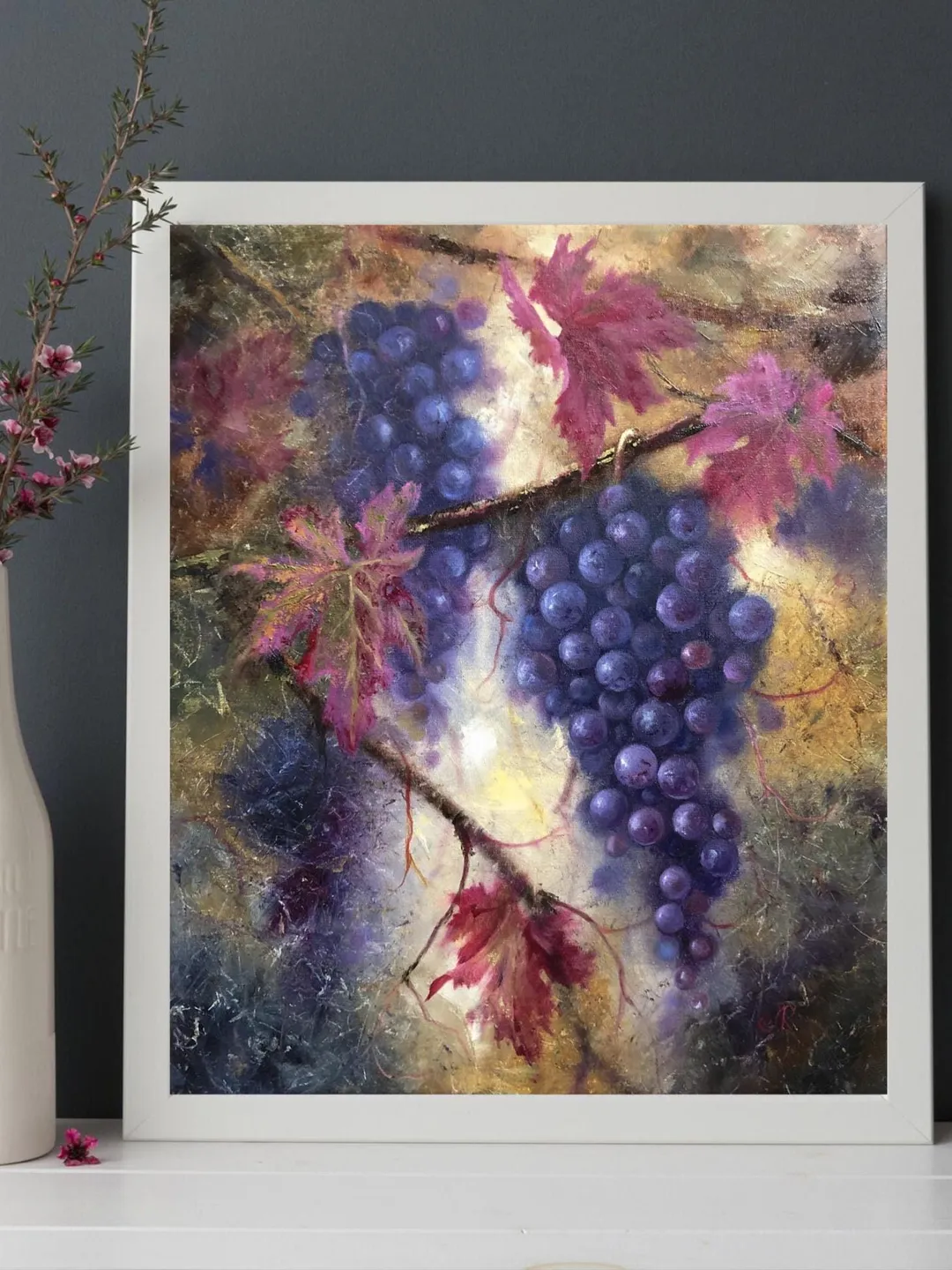 Grape Original Painting Fruits Oil Painting Still life Grape Wall Art