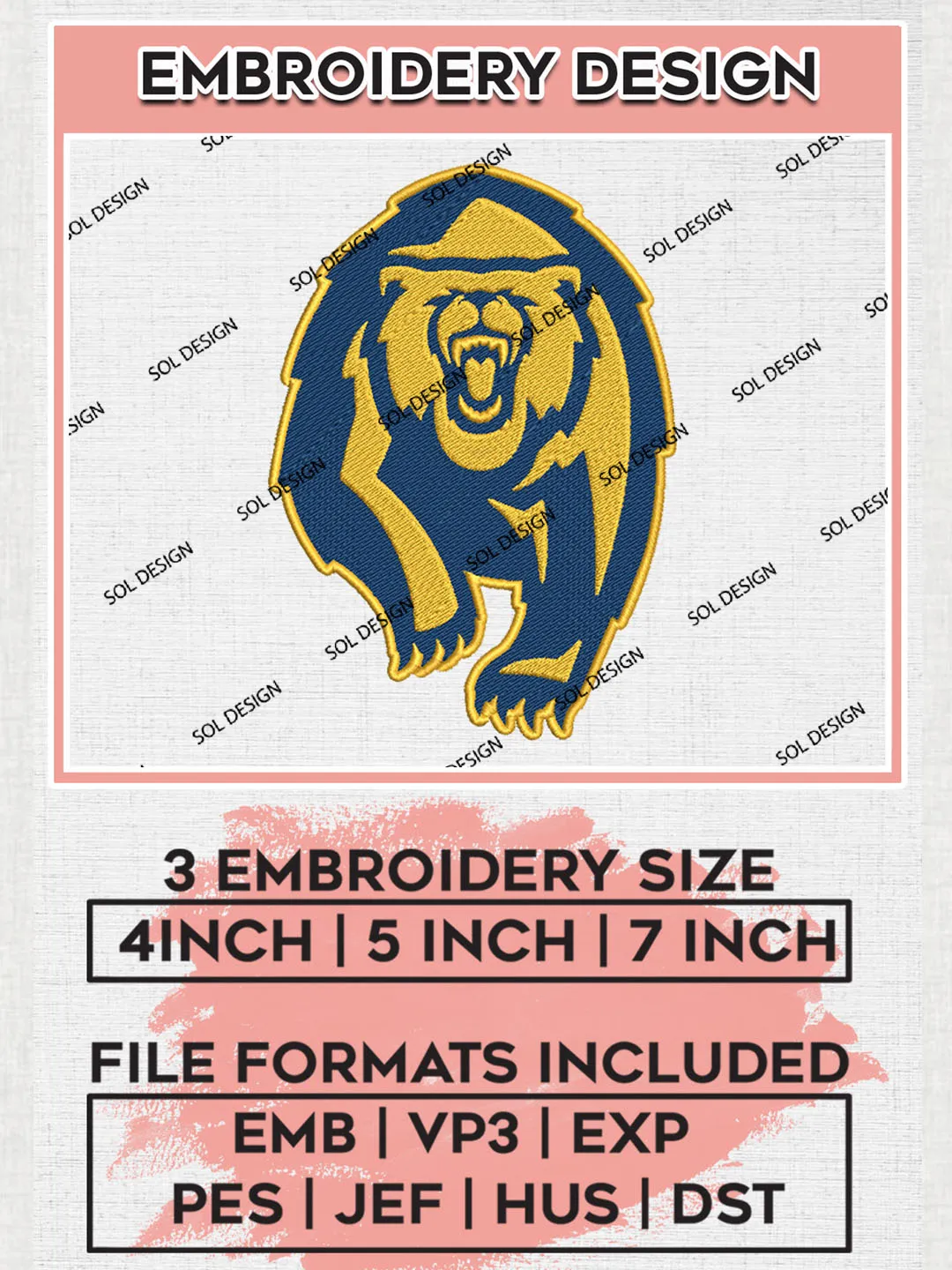 California Golden Bears Mascot Embroidery Designs, NCAA Logo Embroidery Files, NCAA California Golden Bears Logo, NCAA Embroidery Designs, Machine Embroidery Designs, Digital Download