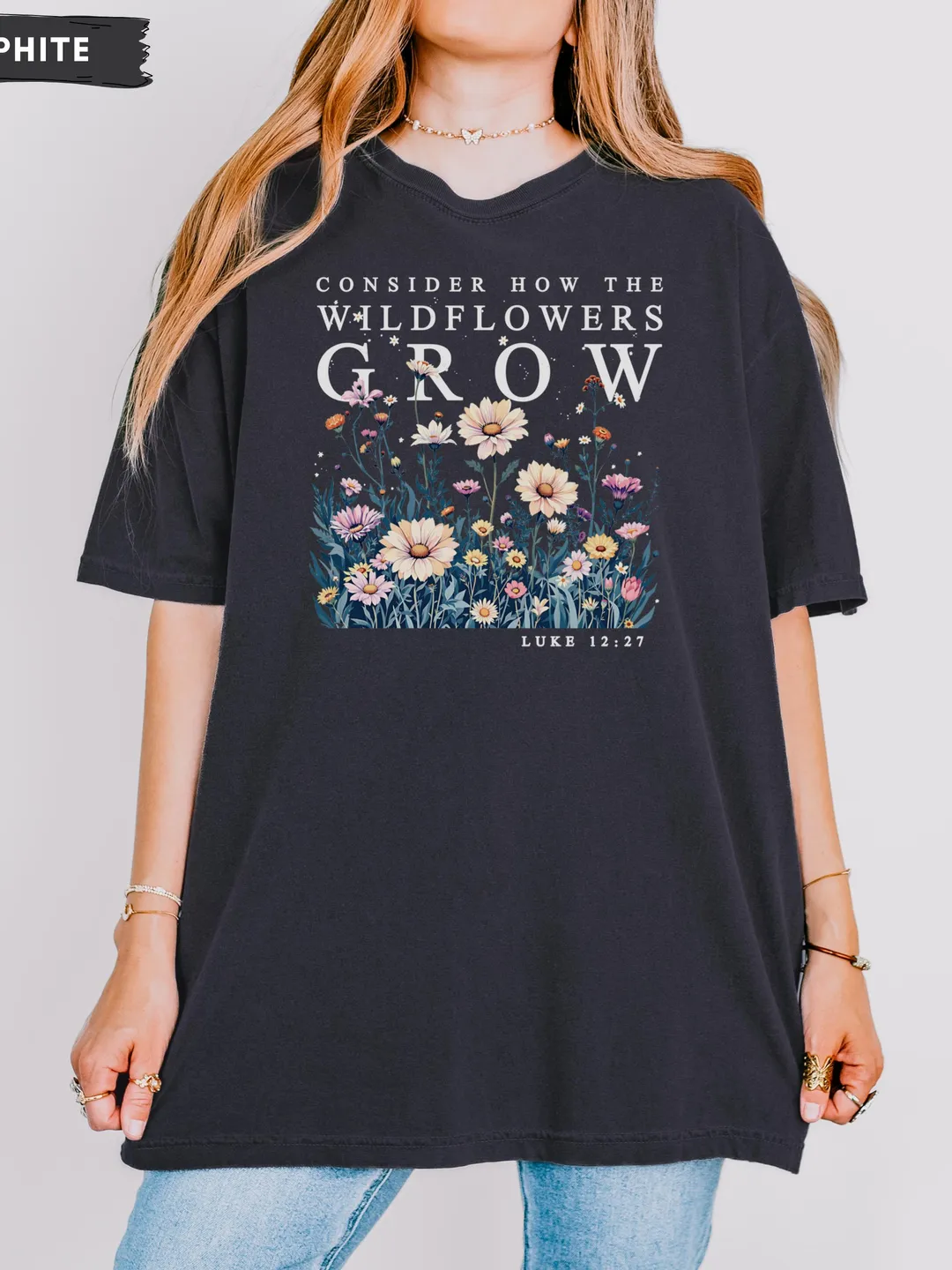 Consider The Wildflowers T Shirt Bible Verse Comfort Colors Shirt for Women Luke 12:27 Vintage Pressed Flowers Shirt Floral Christian Tee