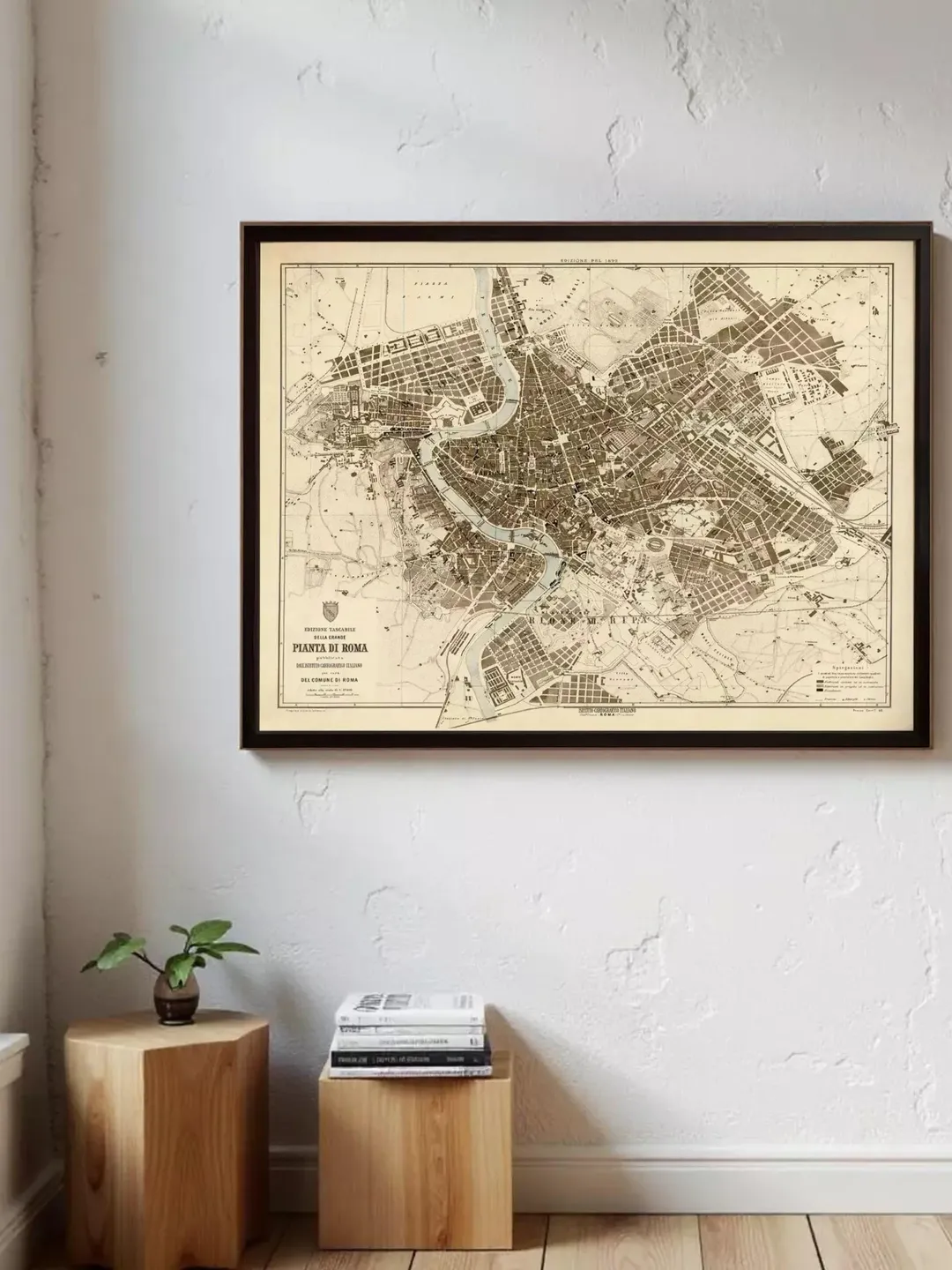 Vintage Rome Map Print, Italia 1892, Antique City Plan
