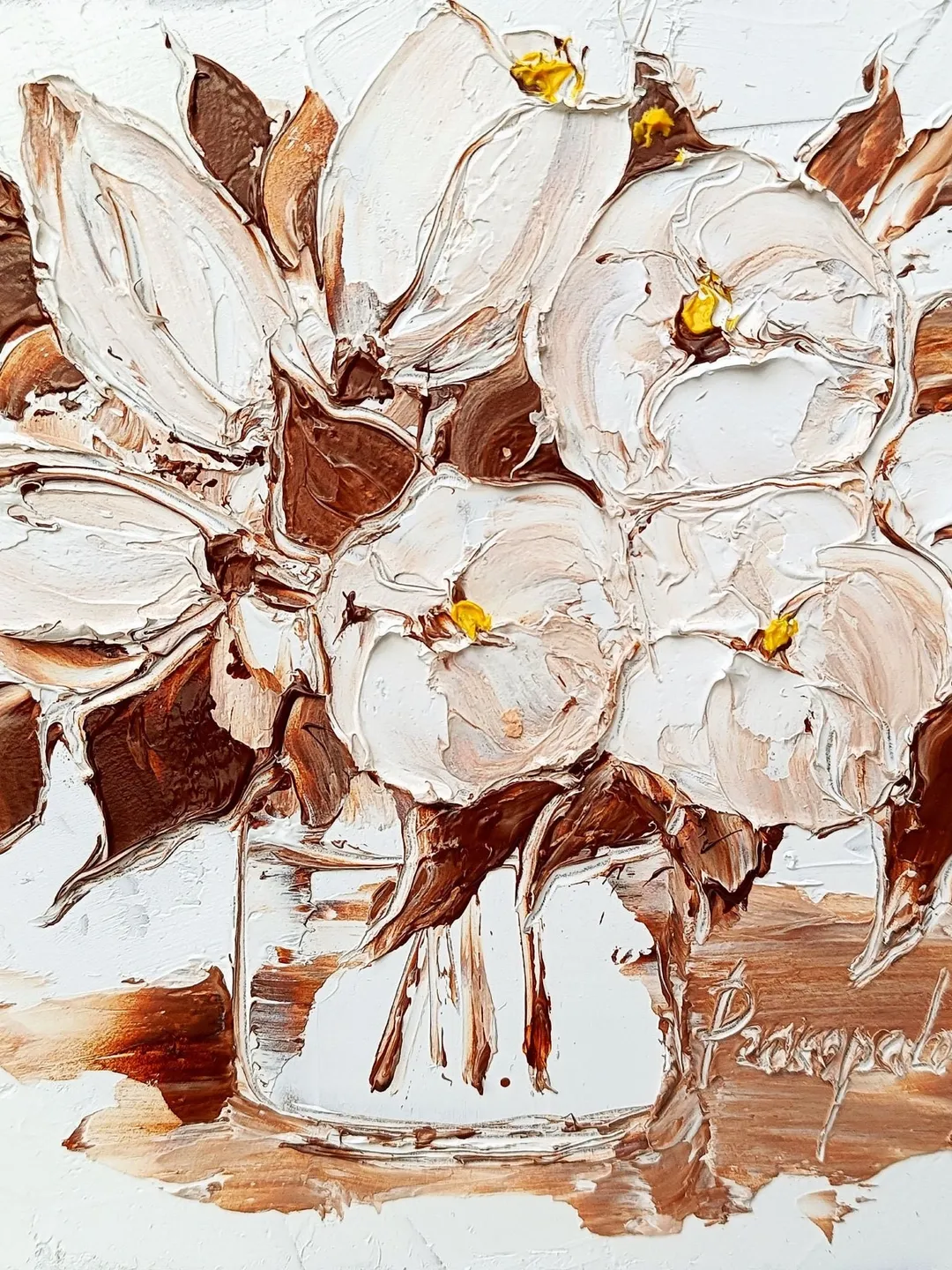 Tulip Painting Monochrome Original Art Impasto Oil Painting Tulip ...