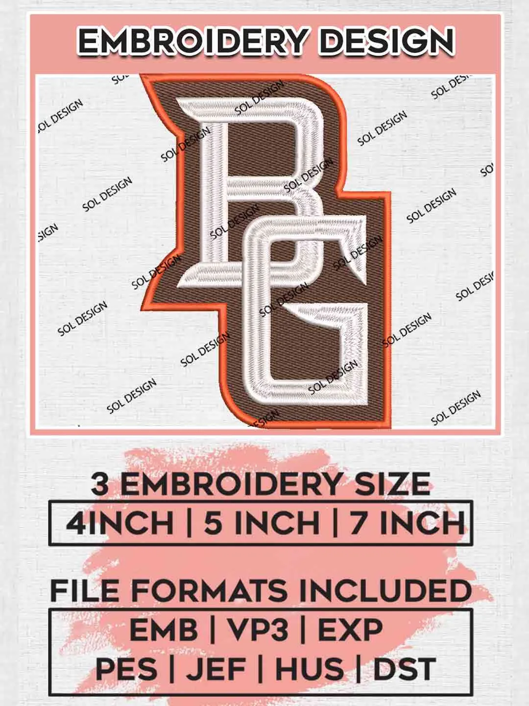 BG Falcons Logo Designs, NCAA Bowling Green Falcons Logo Embroidery files, NCAA Team, College Football Team Machine embroidery designs, Digital Download