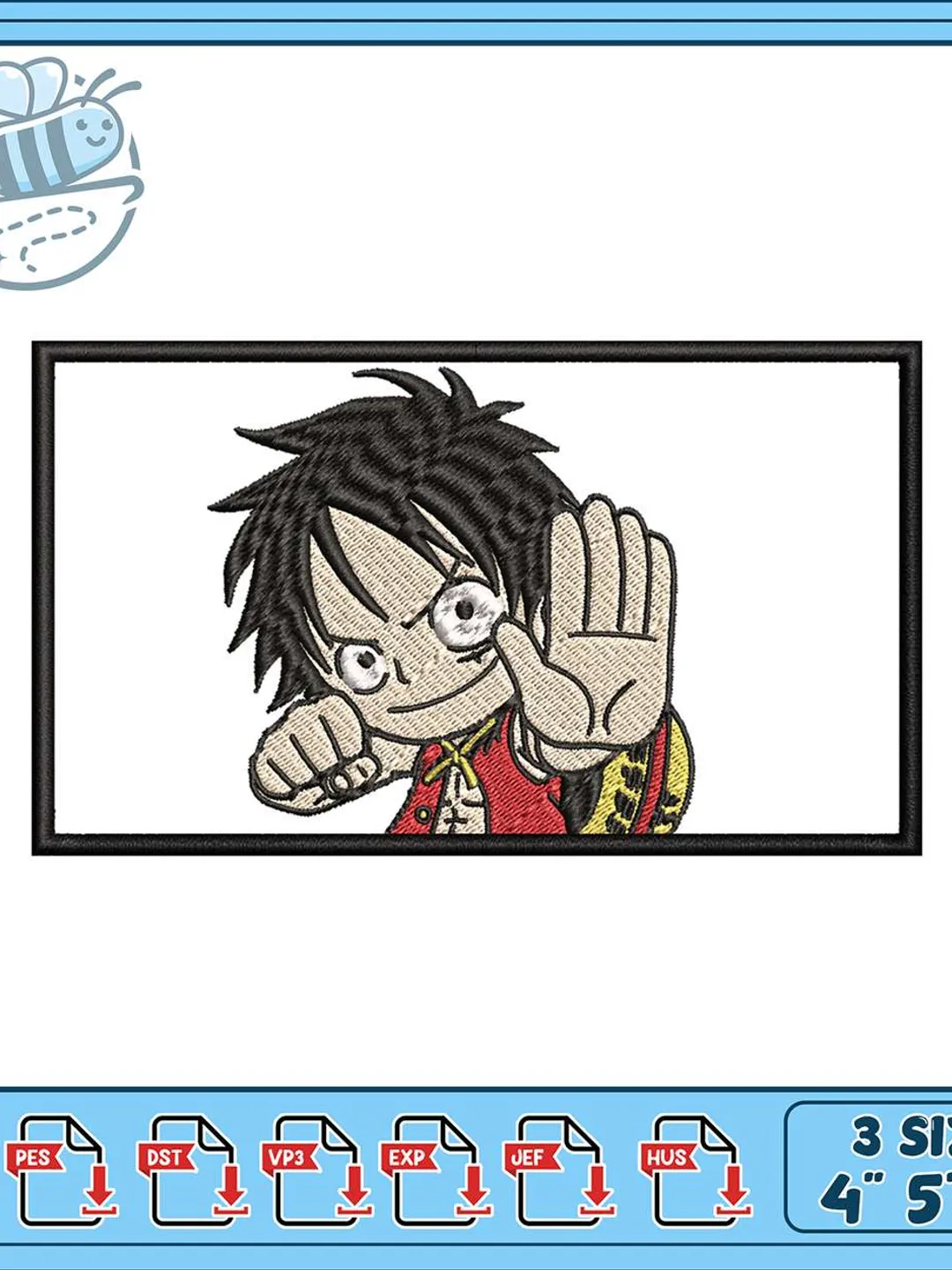 Chibi Luffy Embroidery Design, One Piece Anime Machine Embroidery File, Cute Luffy Patch Design, Instant Download PES DST