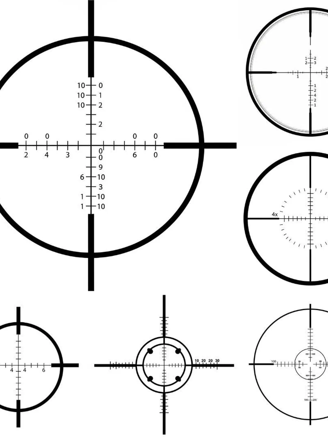 Scope Designs Rifle Crosshairs SVG PNG Bundle | Target Scope Clipart | Hunting Design ...