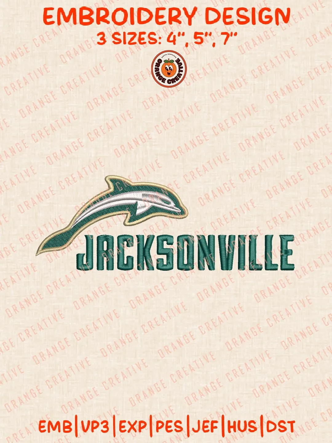 Jacksonville Dolphins Logos Embroidery Design Files, NCAA Logos Embroidery Designs, Machine Embroidery Files, 4 Sizes, Custom Sizes
