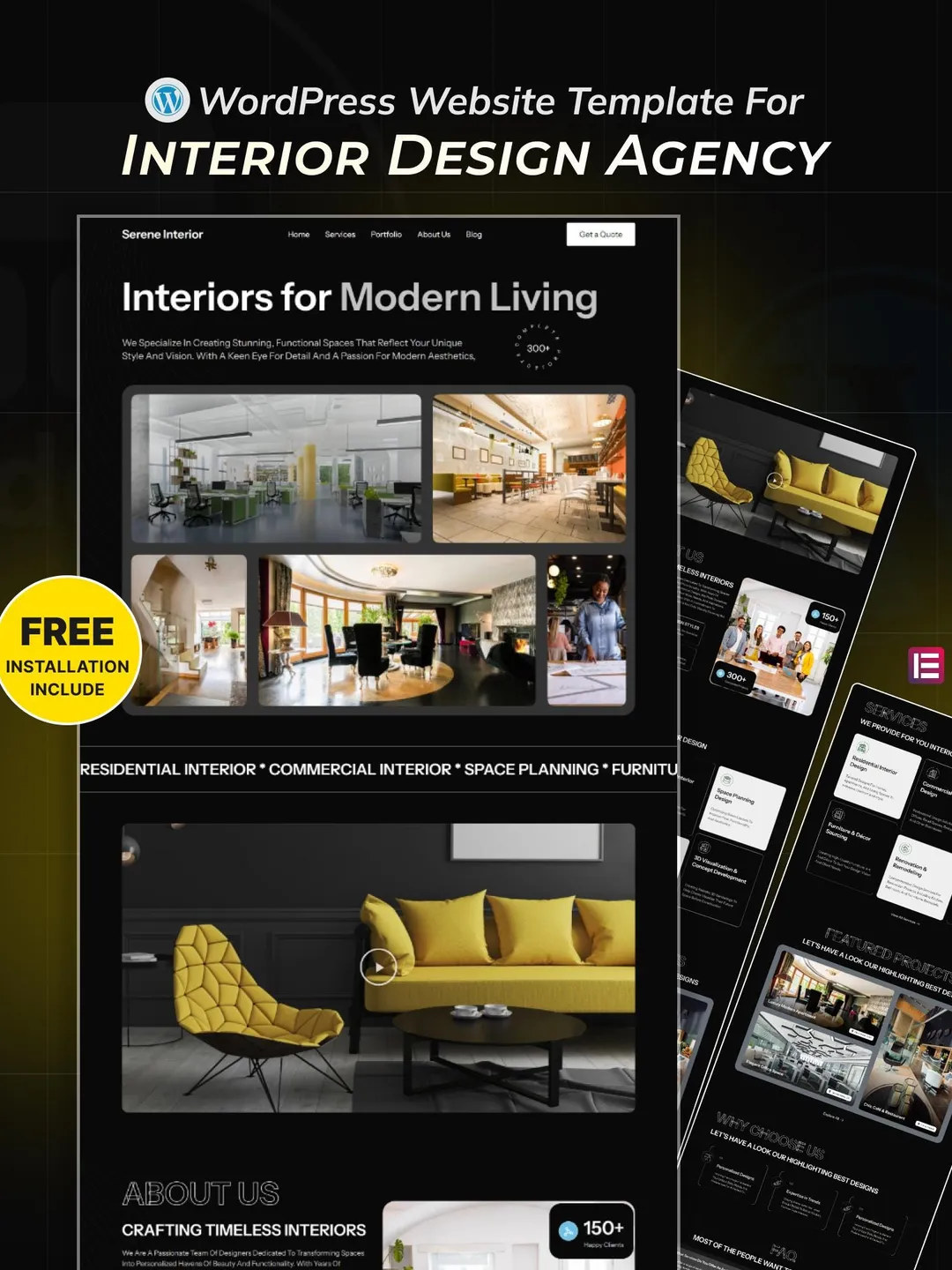 Luxury Interior Design WordPress Elementor Landing Page | Interior Decor & Architecture Website Template