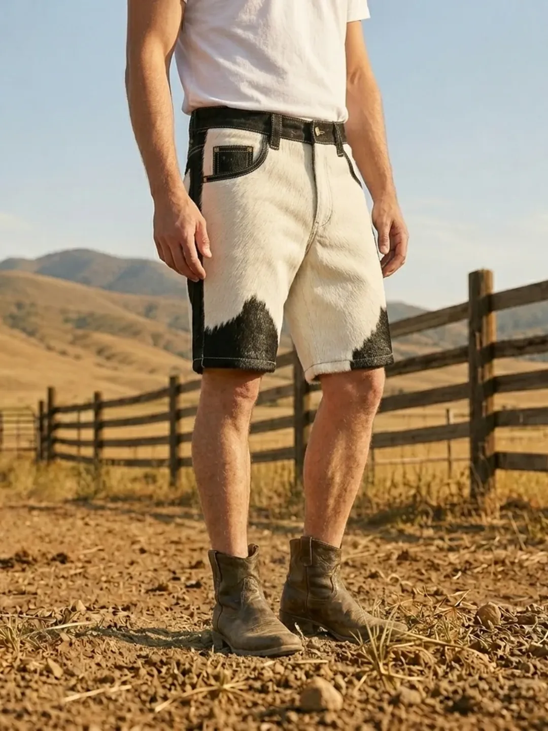 Men's Genuine Black Sheep Leather Short High Quality Handmade Real