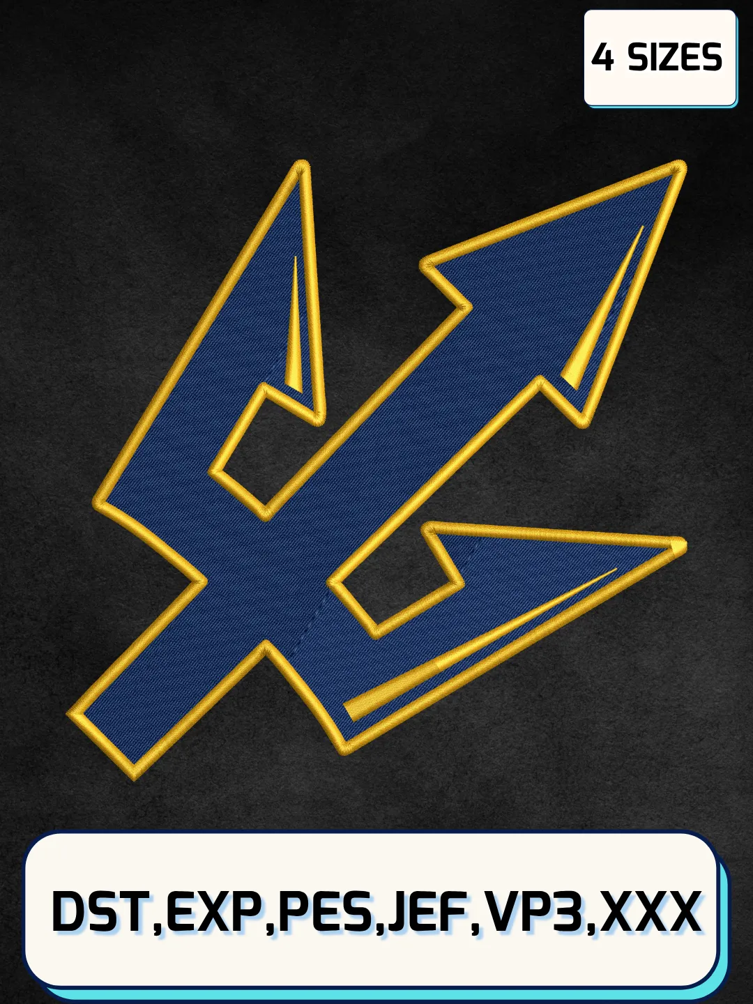 UC San Diego Tritons Secondary Logo Embroidery Design File,NCAA Logo Embroidery Design, Machine Embroidery Files, 4 Sizes