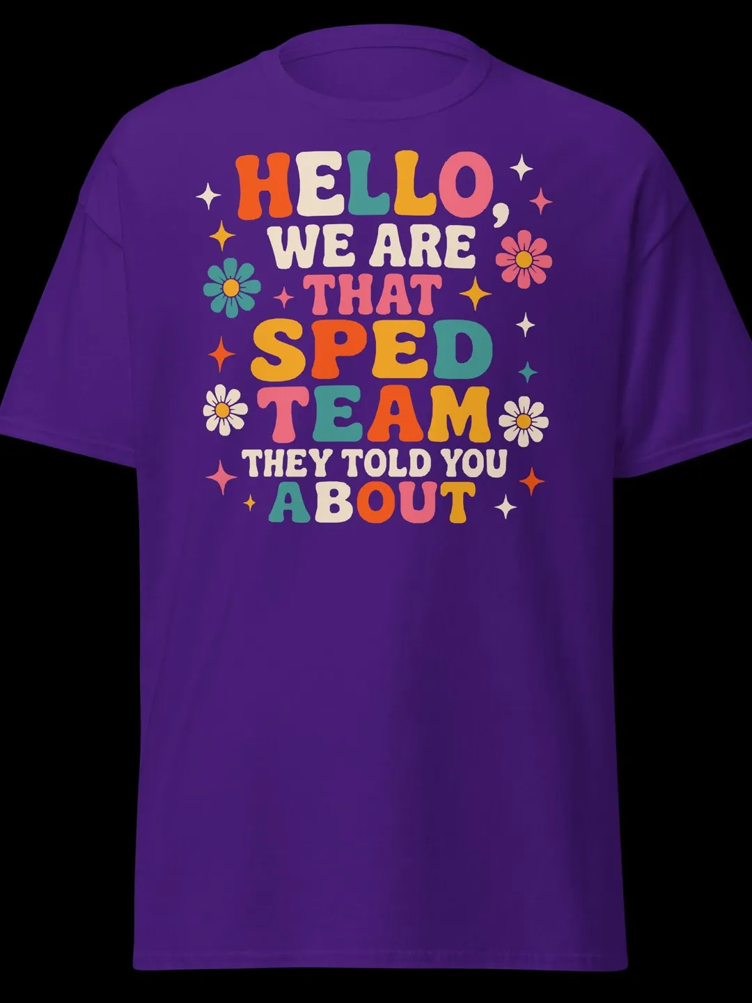 Retro SPED Team Shirt - Groovy Special Education Teacher Gift - Vintage Flower School Staff Tee - Colorful Inclusive Education Apparel