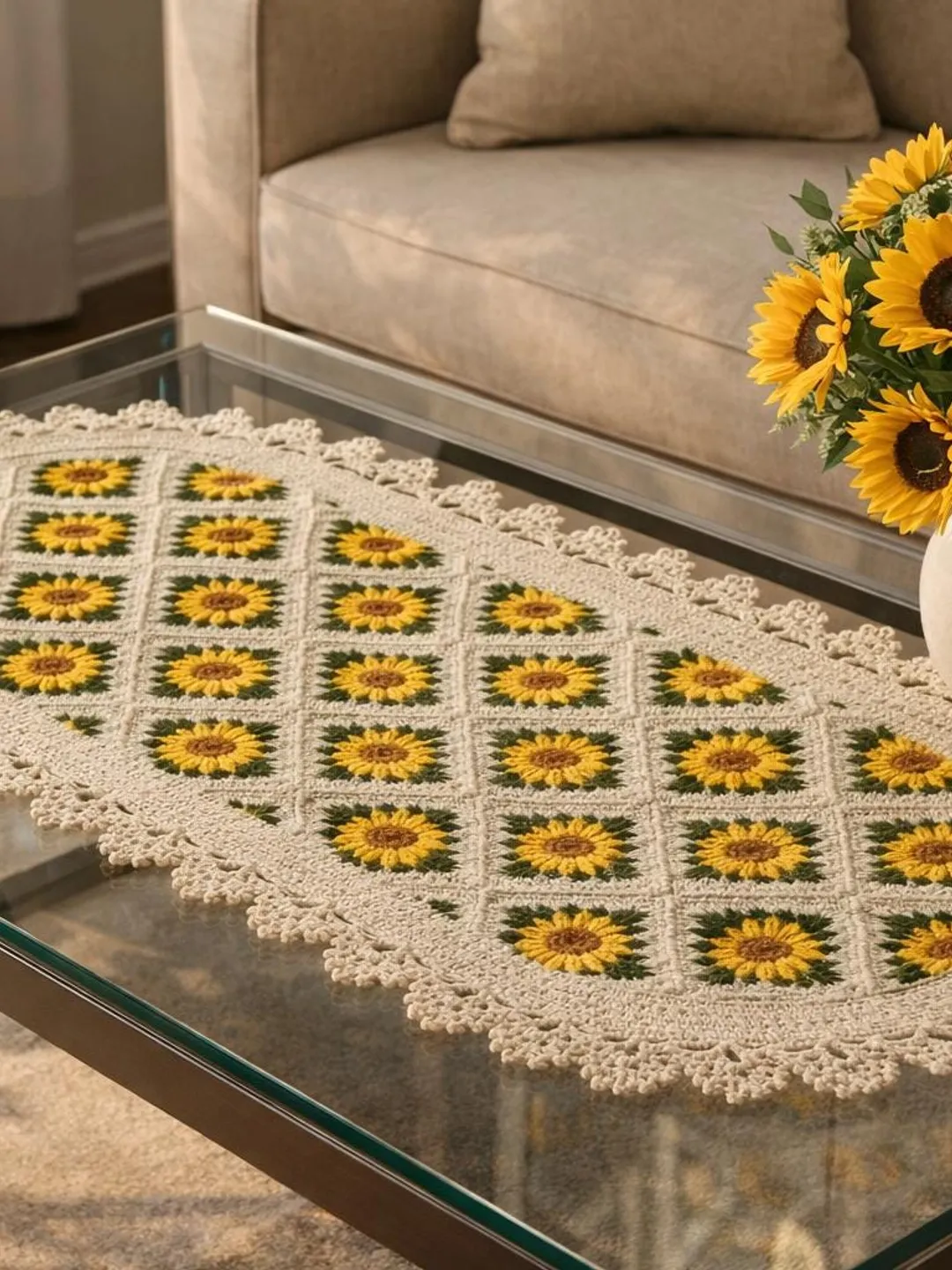 Spring Table Runner Crochet Pattern | Easter Decor | Sunflower ...
