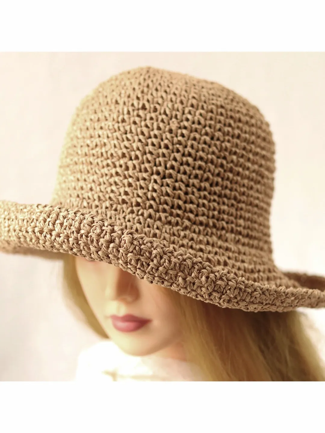 Summer Straw hat Women's raffia foldable sun hat floppy beach boho style seaside hat